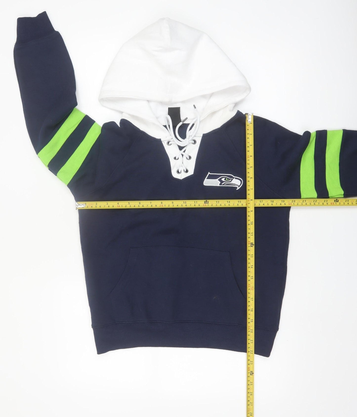 NFL Team Apparel Women's Navy Seahawks Lace-Up Hoodie Size S