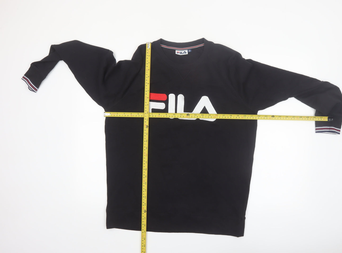 FILA Men's Black Crew Neck Logo Pullover Sweatshirt Size M