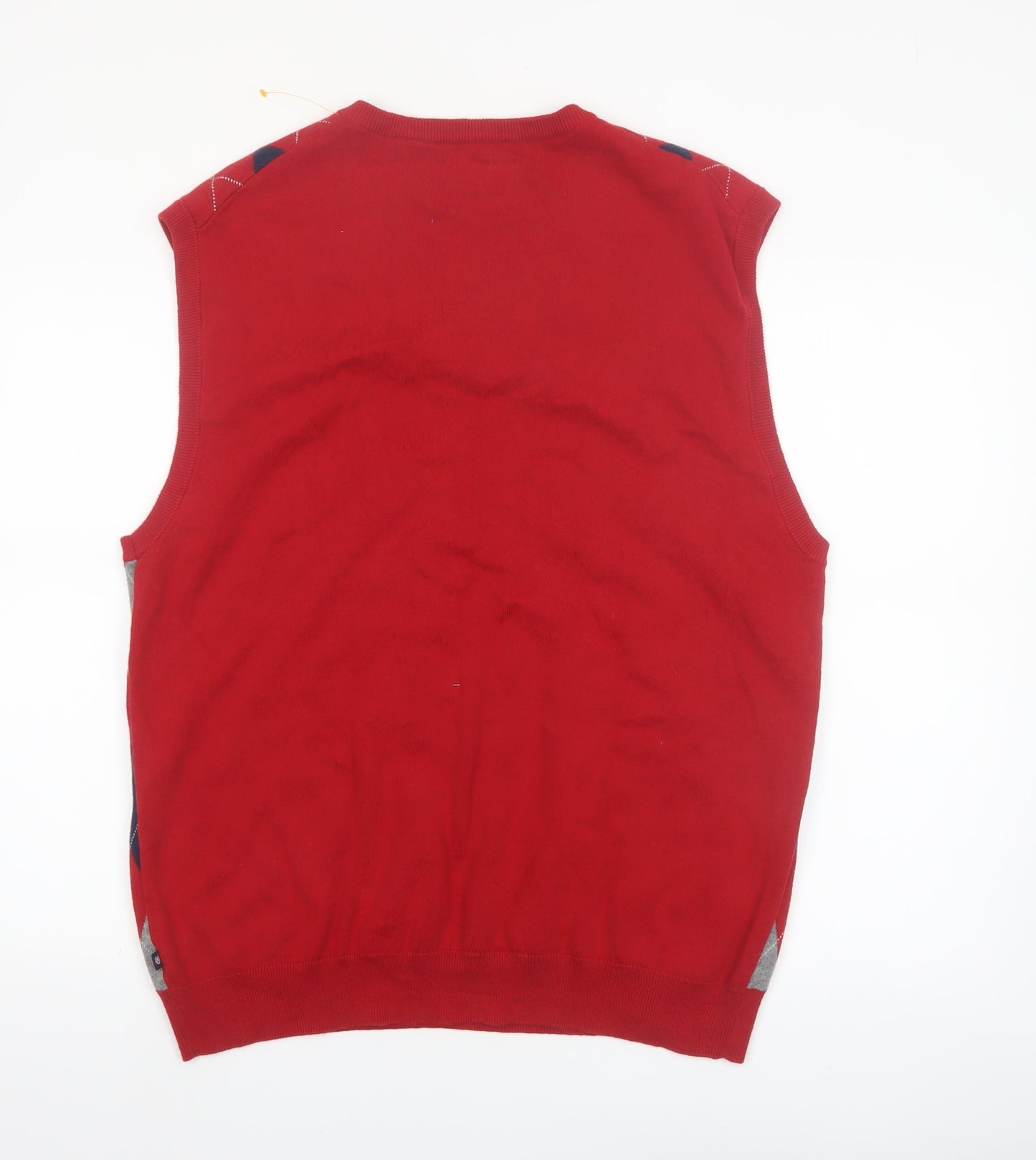 Chaps Men's Red Argyle Cotton Knit V-Neck Vest XL