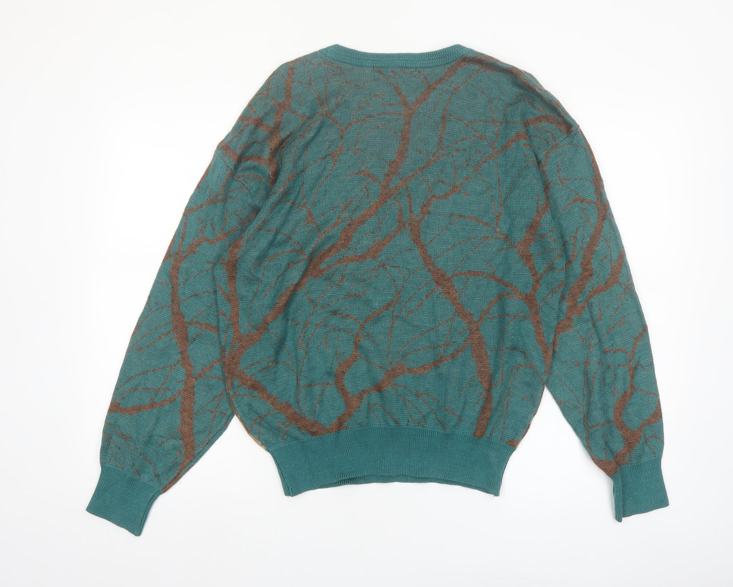 Gran Signore Women's Green Animal Print Cotton Blend Jumper M