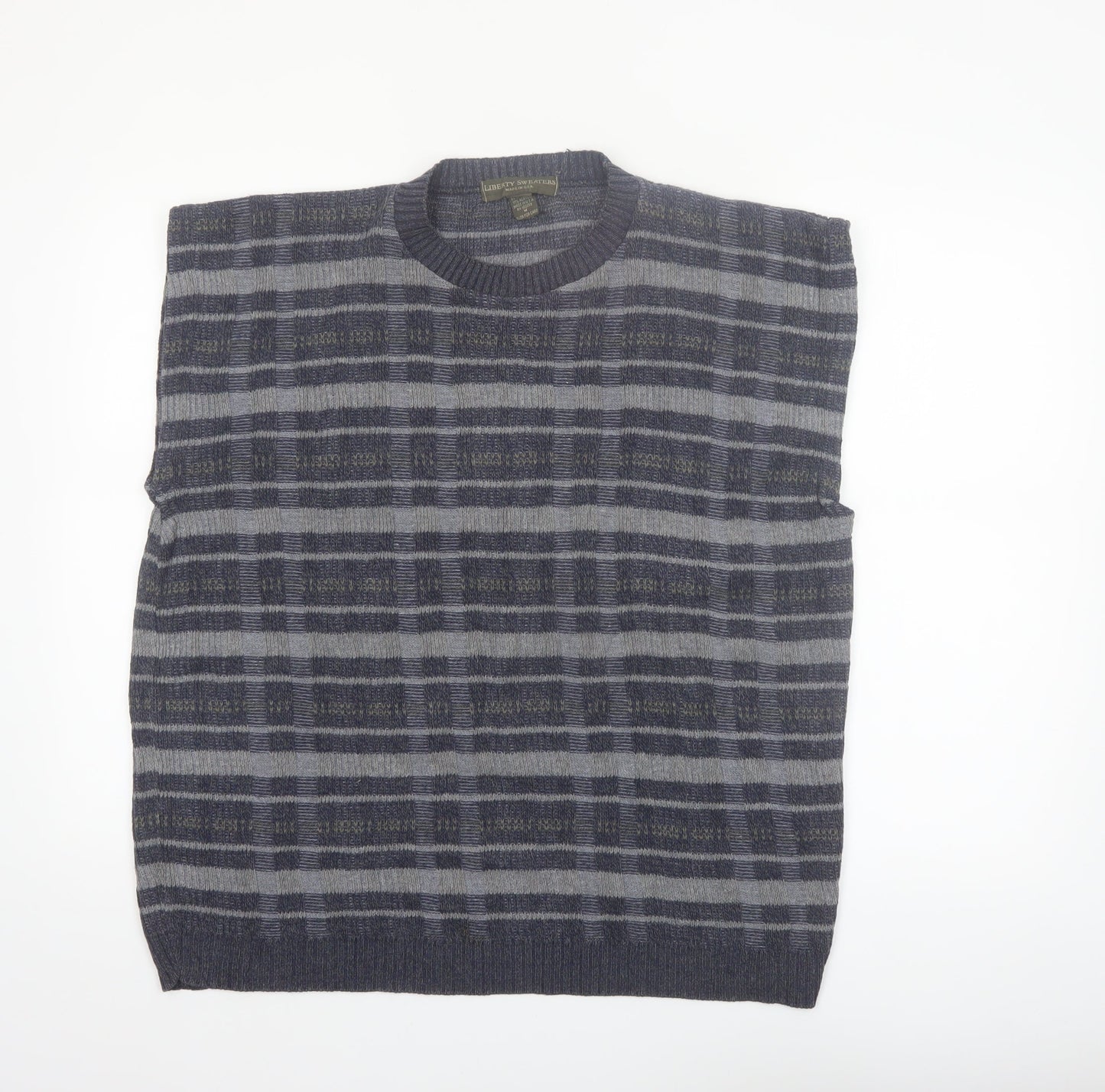 Liberty Sweaters Men's Grey Check Sleeveless Knit Vest M