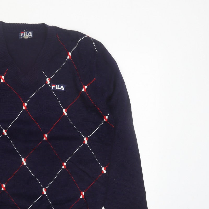 Additional view of FILA Men's Blue Argyle V-Neck Jumper XL Knit Pullover Sweater