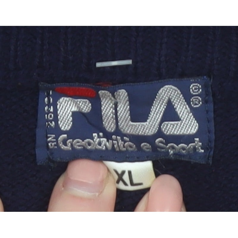 Additional view of FILA Men's Blue Argyle V-Neck Jumper XL Knit Pullover Sweater