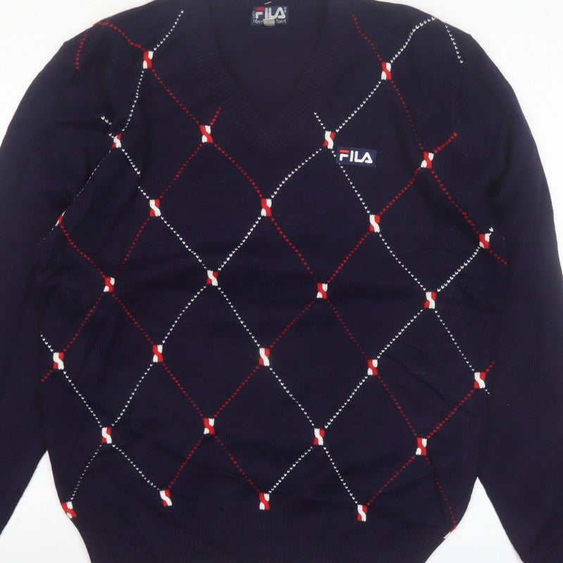 Additional view of FILA Men's Blue Argyle V-Neck Jumper XL Knit Pullover Sweater