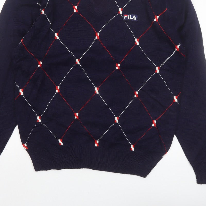 Additional view of FILA Men's Blue Argyle V-Neck Jumper XL Knit Pullover Sweater