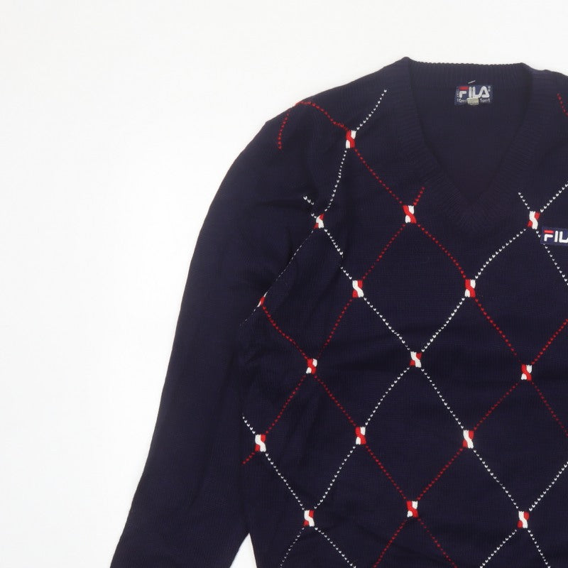 Additional view of FILA Men's Blue Argyle V-Neck Jumper XL Knit Pullover Sweater