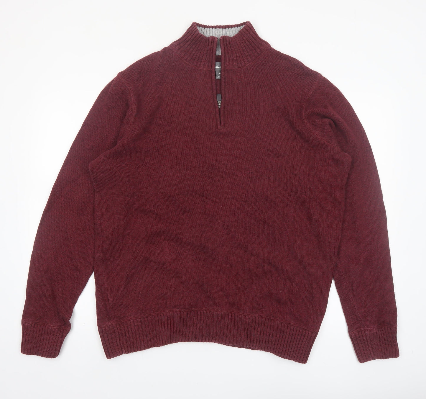 Eddie Bauer Men's Red Cotton 1/2 Zip High Neck Jumper Size 2XL