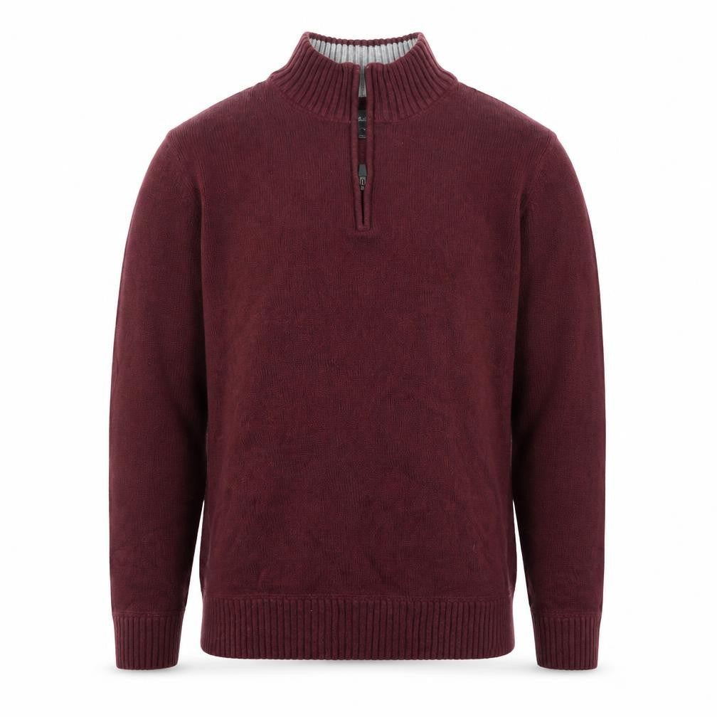 Eddie Bauer Men's Red Cotton 1/2 Zip High Neck Jumper Size 2XL