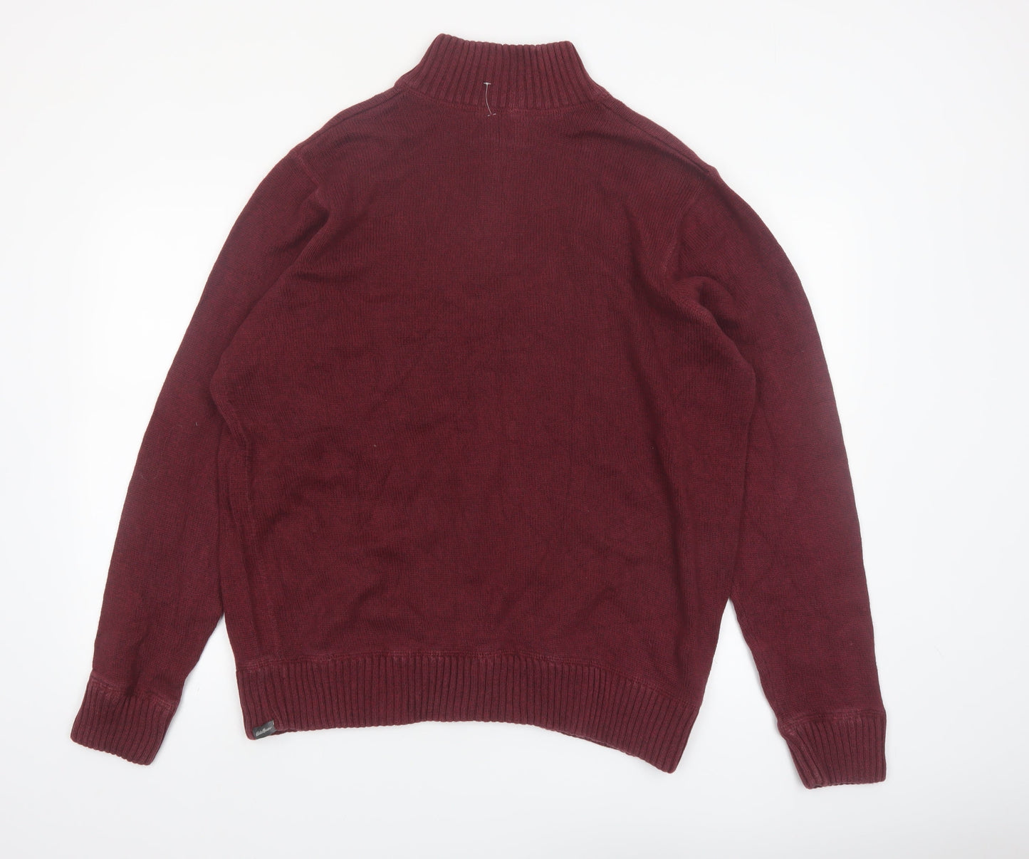Eddie Bauer Men's Red Cotton 1/2 Zip High Neck Jumper Size 2XL