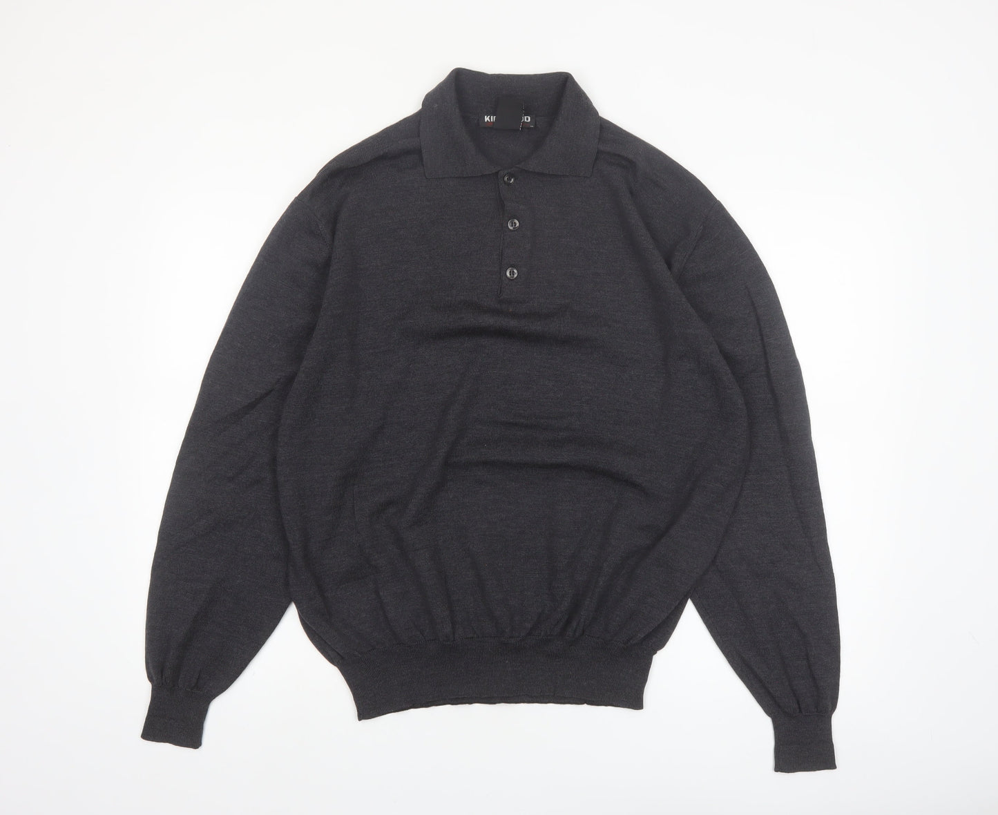 Kirkland Signature Men's Black Merino Wool Collared Henley Jumper XL
