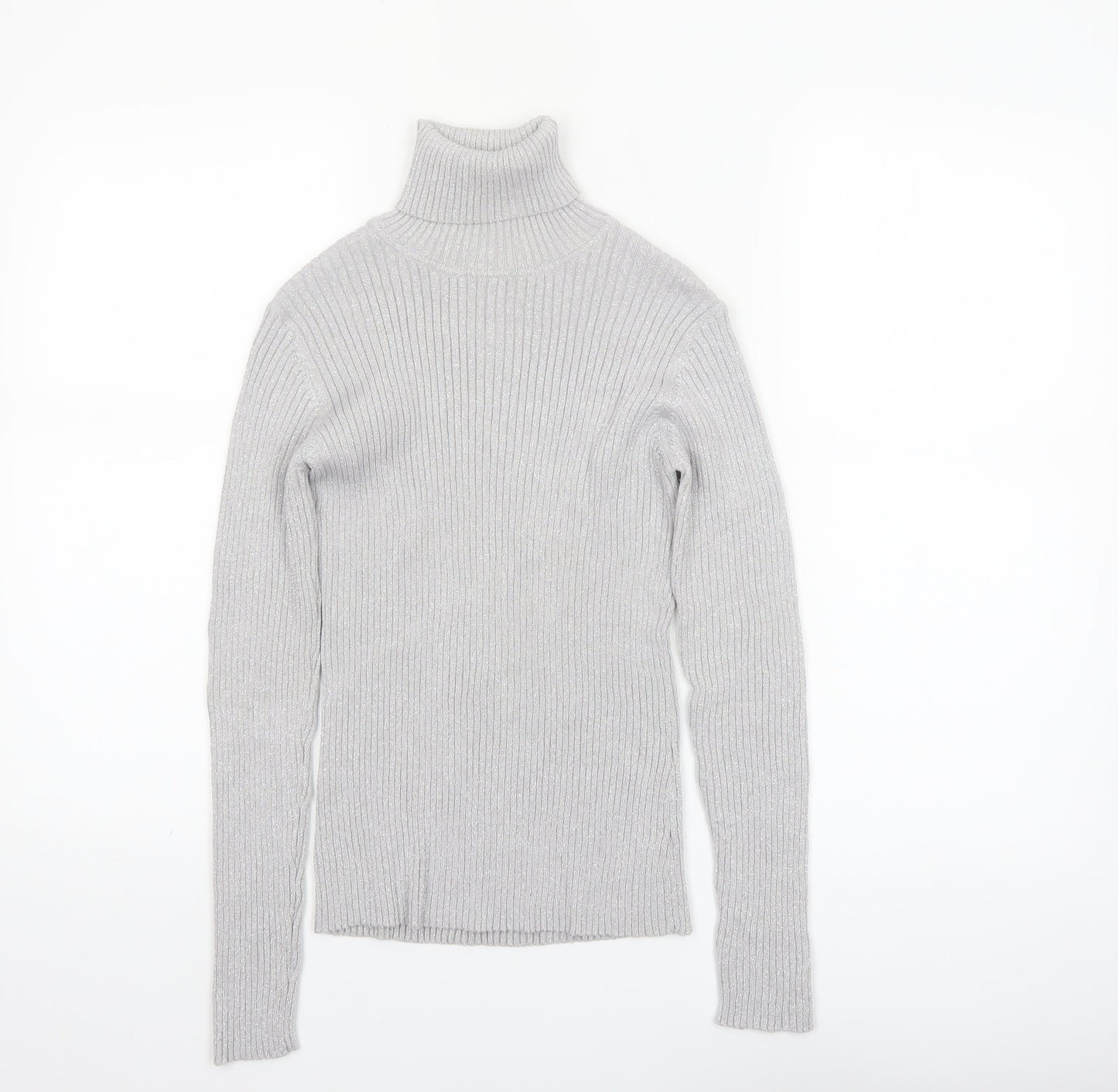 Joseph A. Women's Grey Ribbed Roll Neck Jumper Size M
