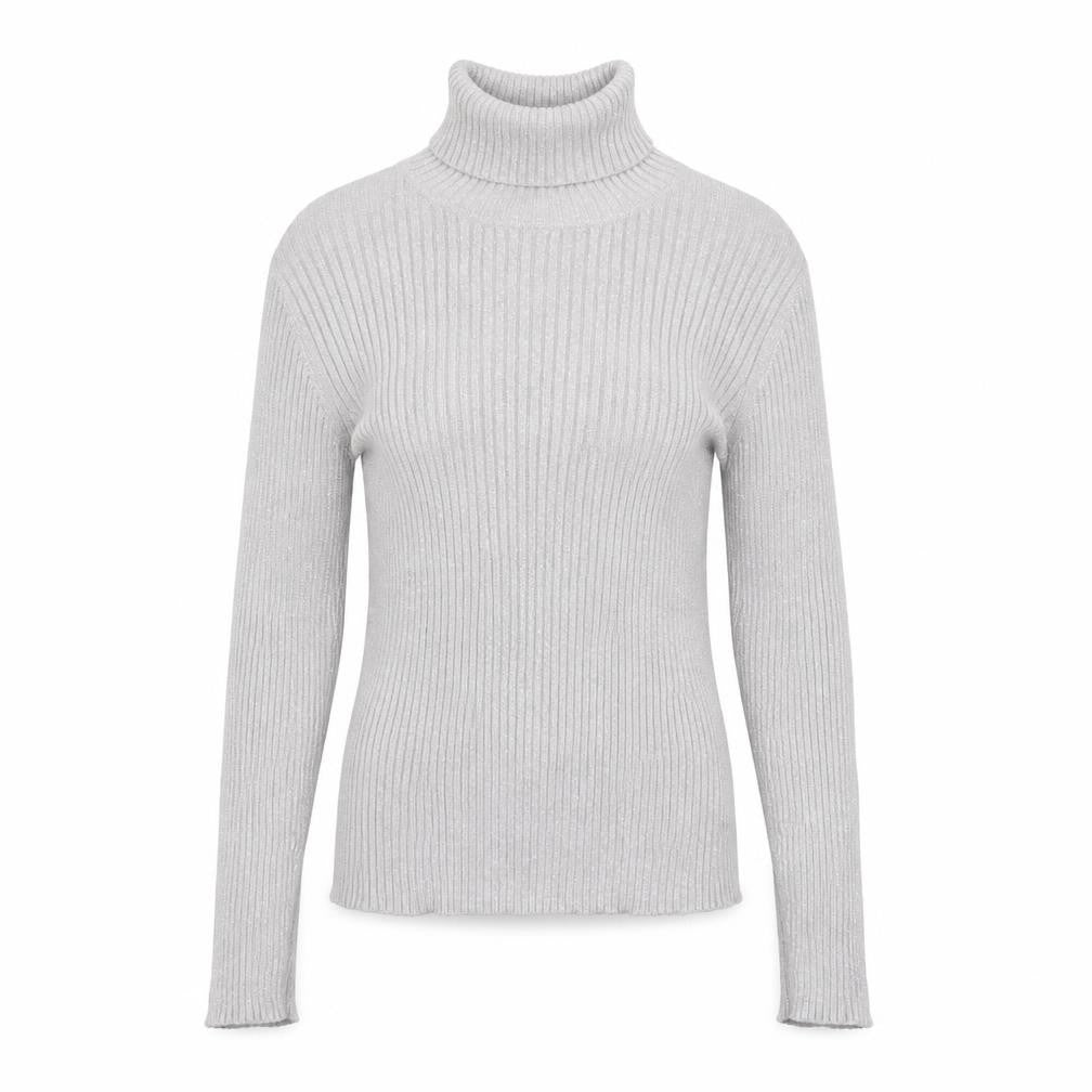 Joseph A. Women's Grey Ribbed Roll Neck Jumper Size M