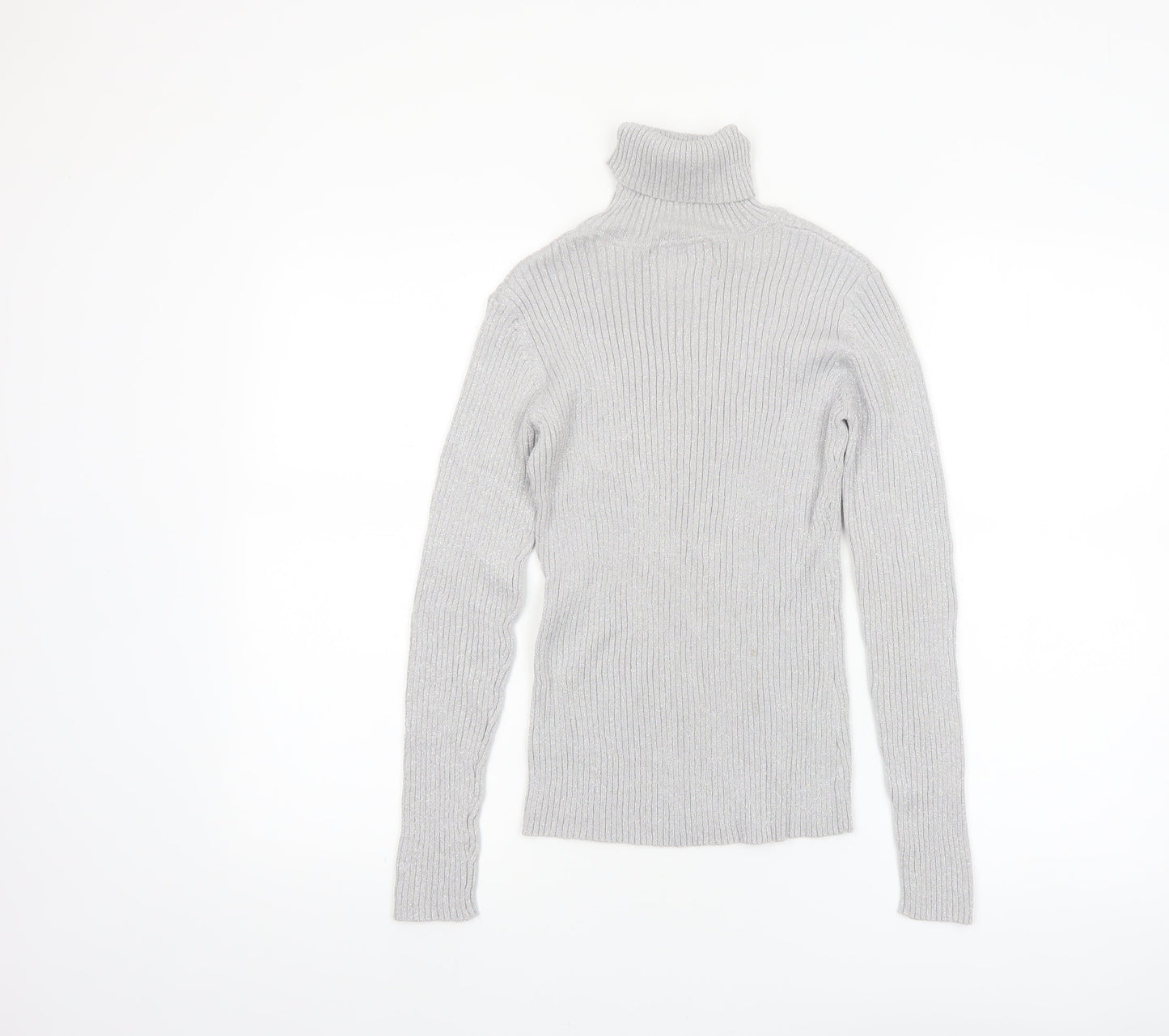 Joseph A. Women's Grey Ribbed Roll Neck Jumper Size M