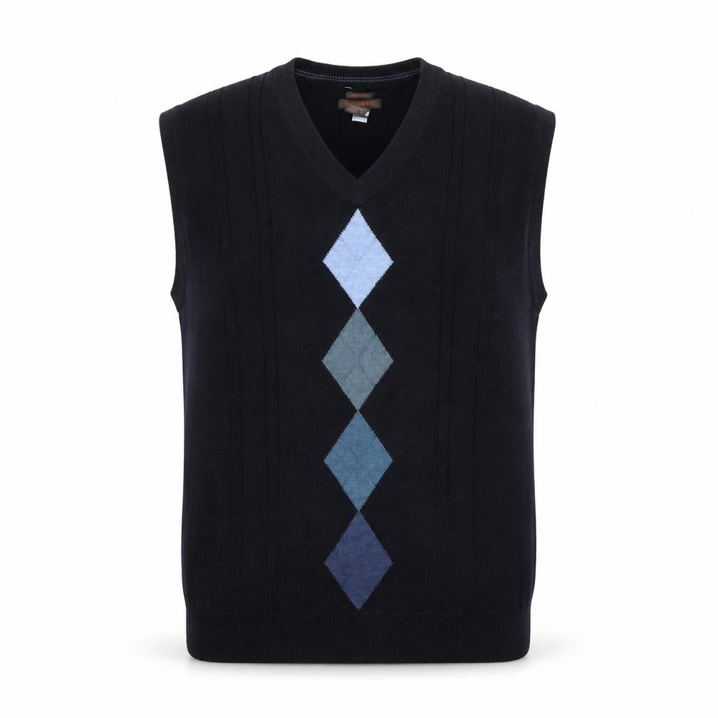 Dockers Men's Blue Argyle Slim Fit V-Neck Sleeveless Vest XL