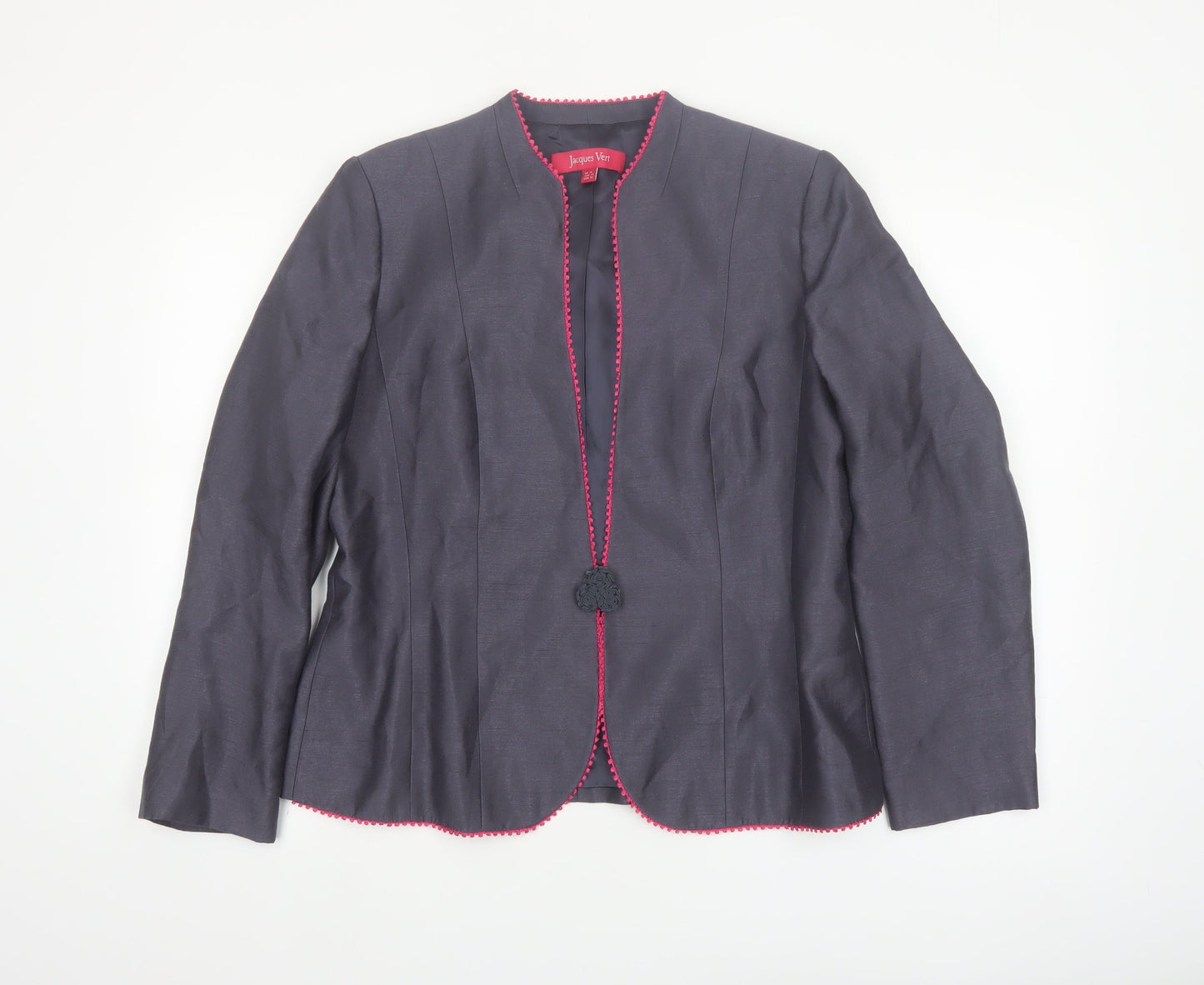 Jacques Vert Women's Grey Blazer UK 14 Formal Tailored Jacket