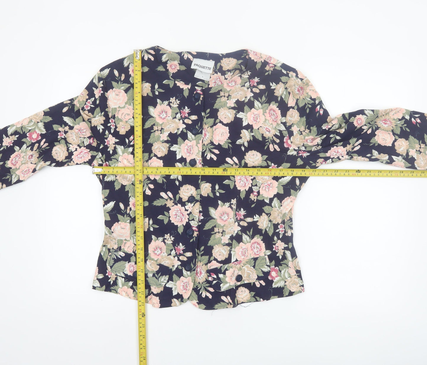 Paquette Women's Multicoloured Floral Button-Up Cotton Blend Top L