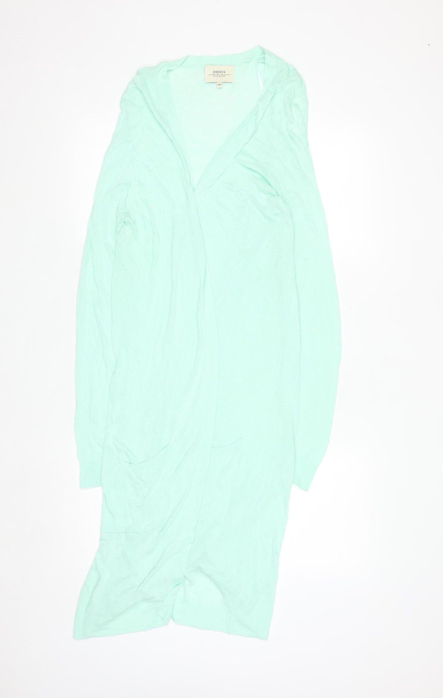 Papaya Women Green Size 18 Viscose Long Sleeve Open Cardigan