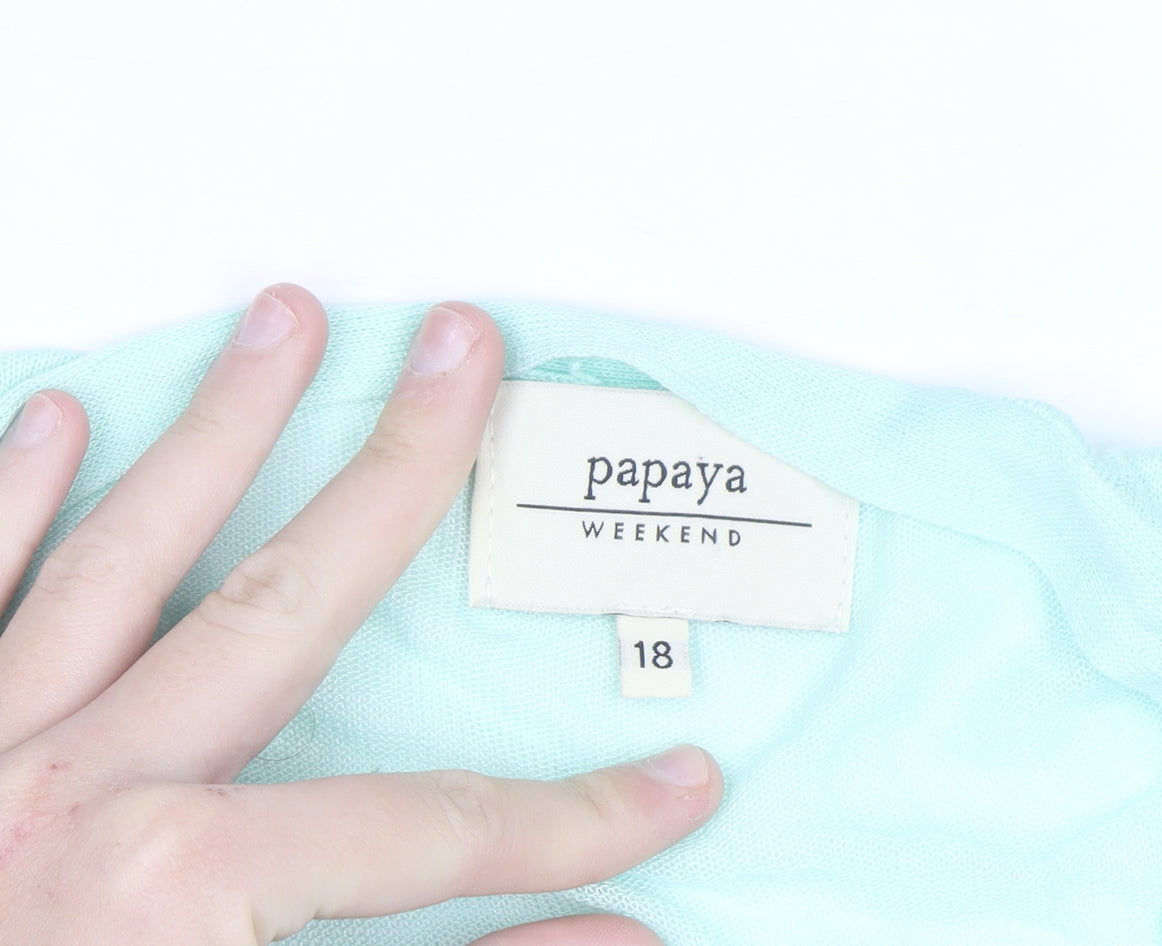 Papaya Women Green Size 18 Viscose Long Sleeve Open Cardigan