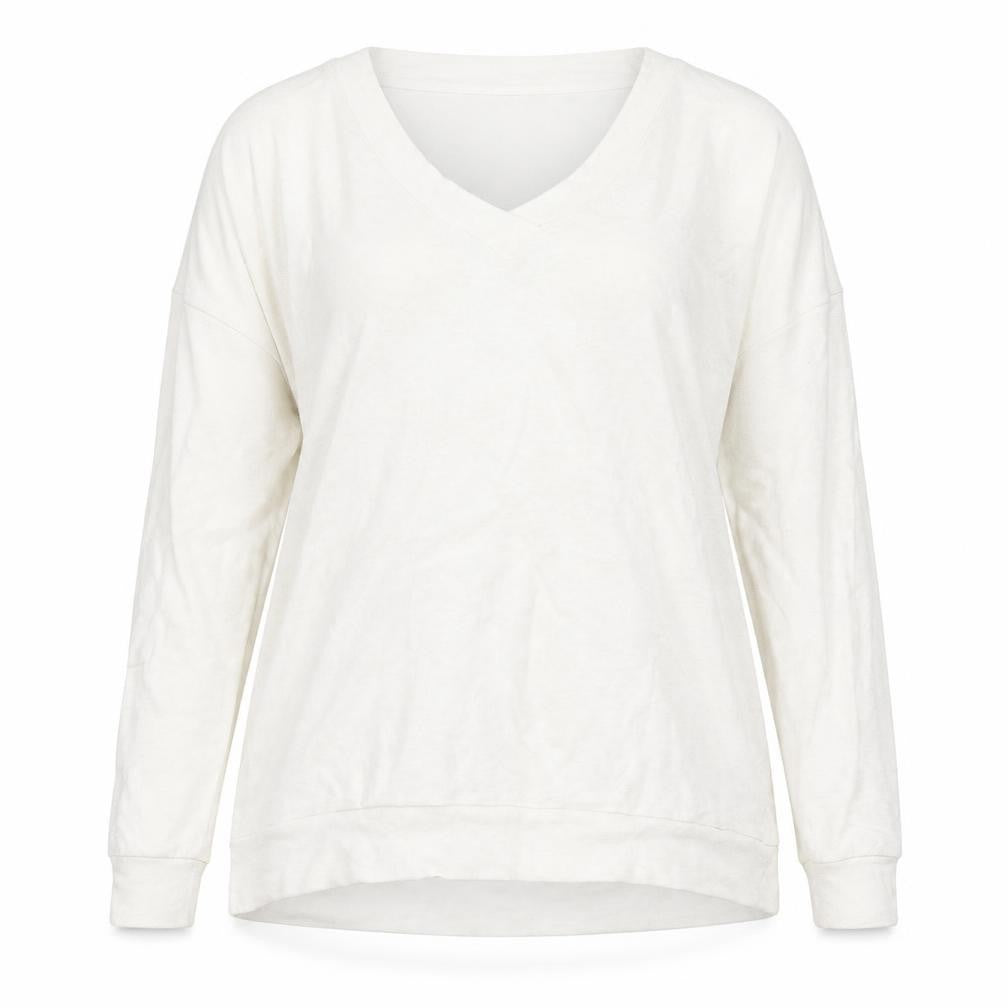 Next Women Ivory Long Sleeve V-Neck Cotton Pullover Jumper Size 16