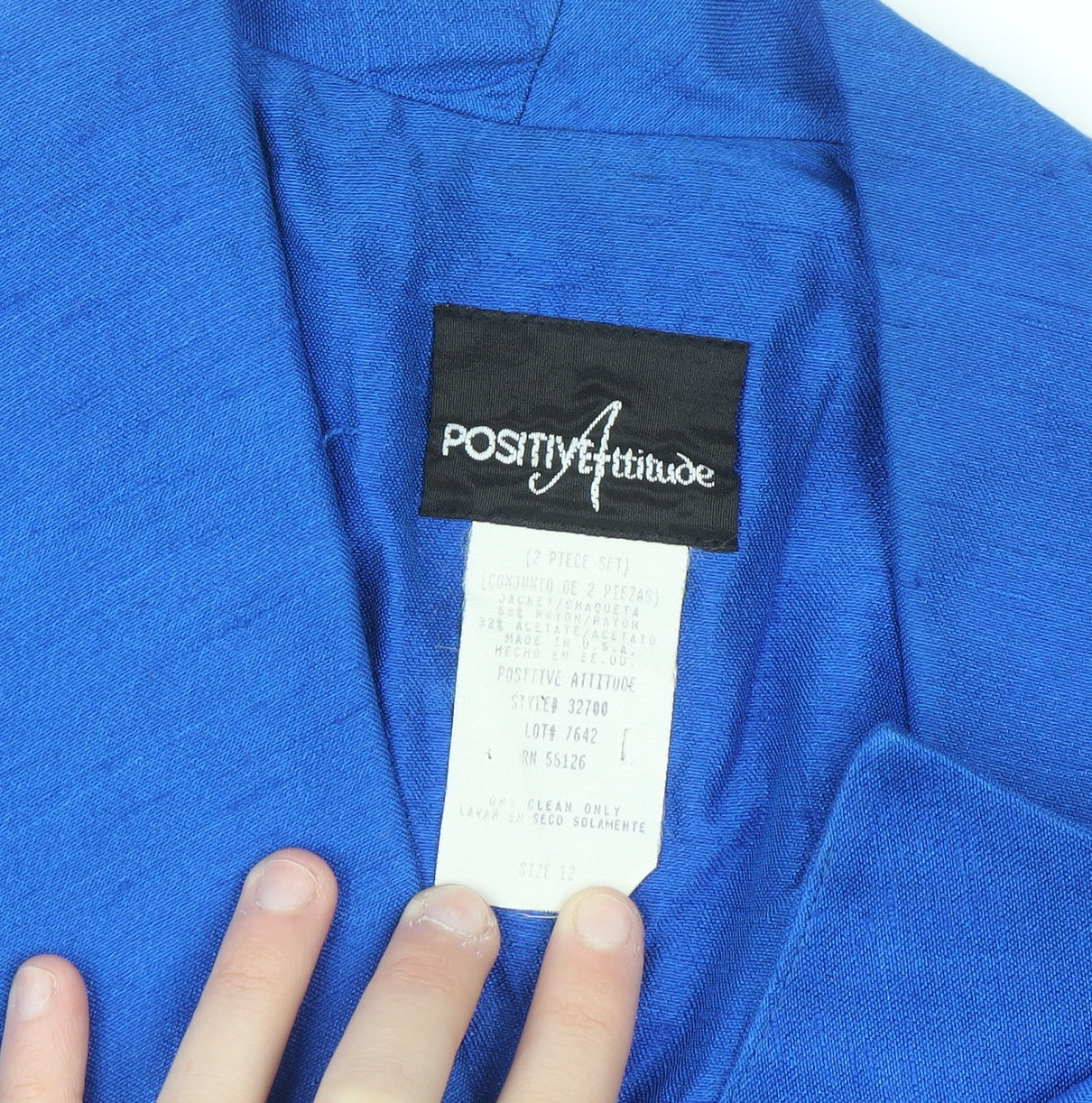 Positive Attitude Women's Blue Silk Collared Short Sleeve Blouse Size 12