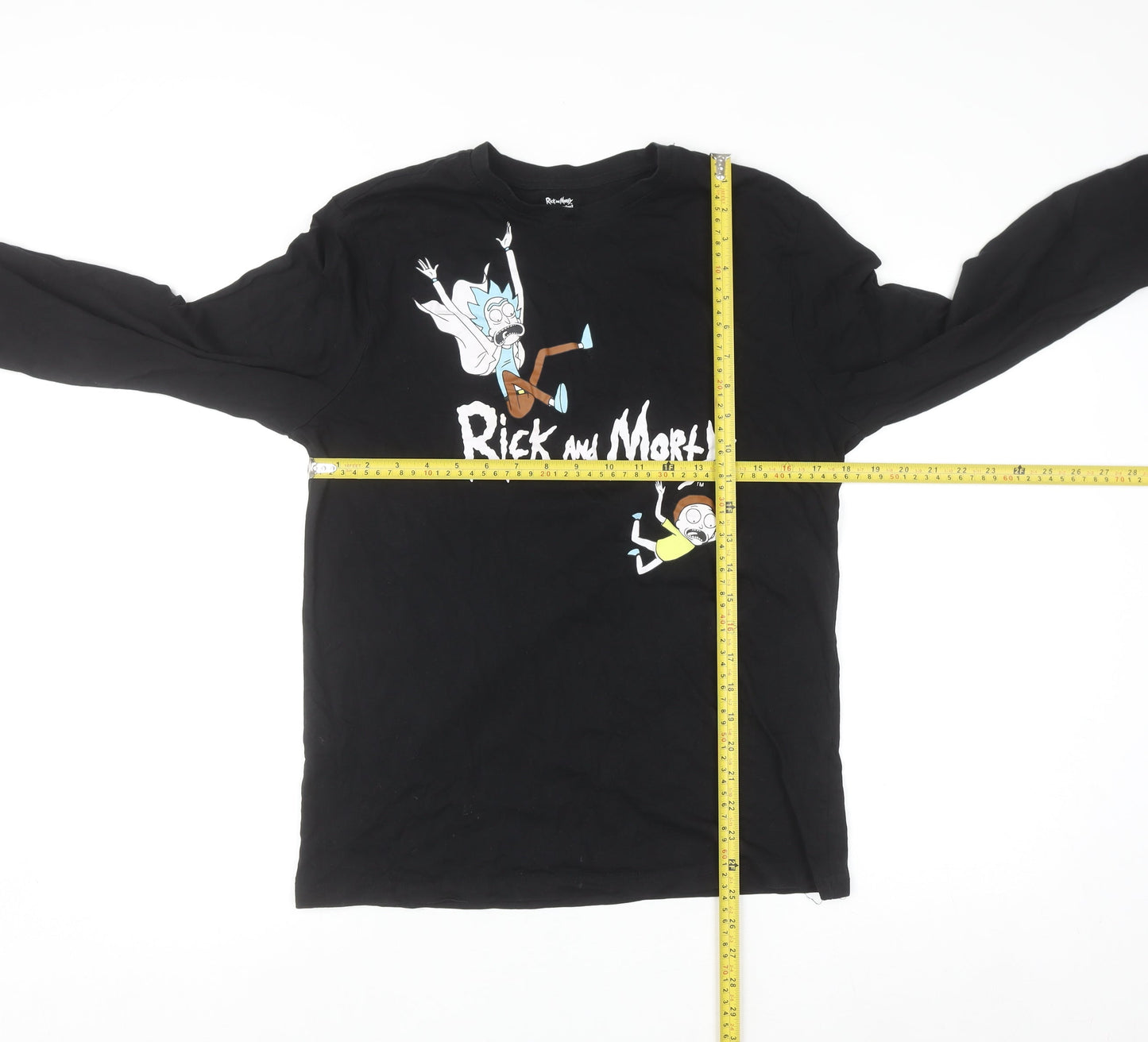 Rick and Morty Men's Black Long Sleeve Graphic Cotton Top M