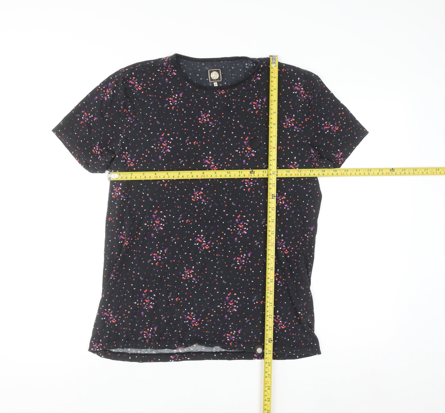 Pretty Green Men's Black Polka Dot Cotton T-Shirt Size S