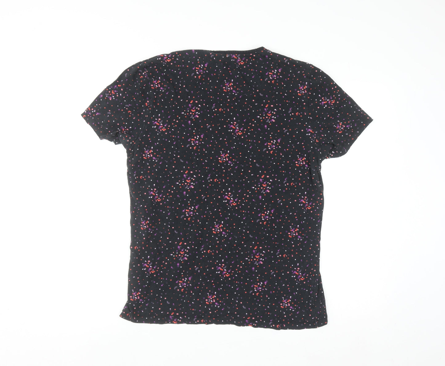 Pretty Green Men's Black Polka Dot Cotton T-Shirt Size S