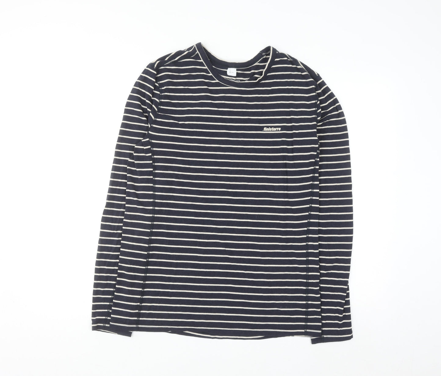 Finisterre Men's Blue Striped Long Sleeve Organic Cotton Top M