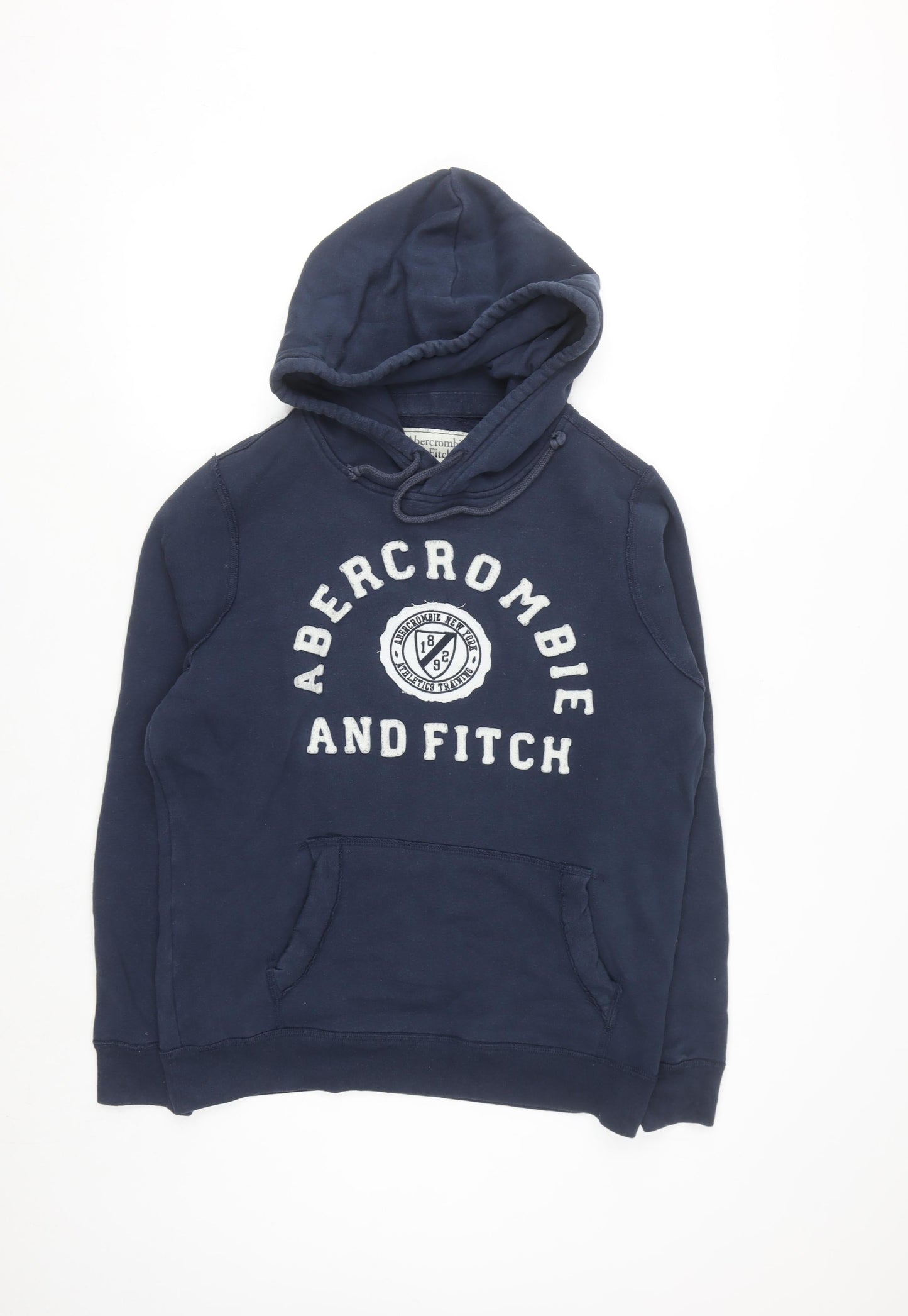 Abercrombie & Fitch Men's Blue Pullover Hoodie M Logo Fleece