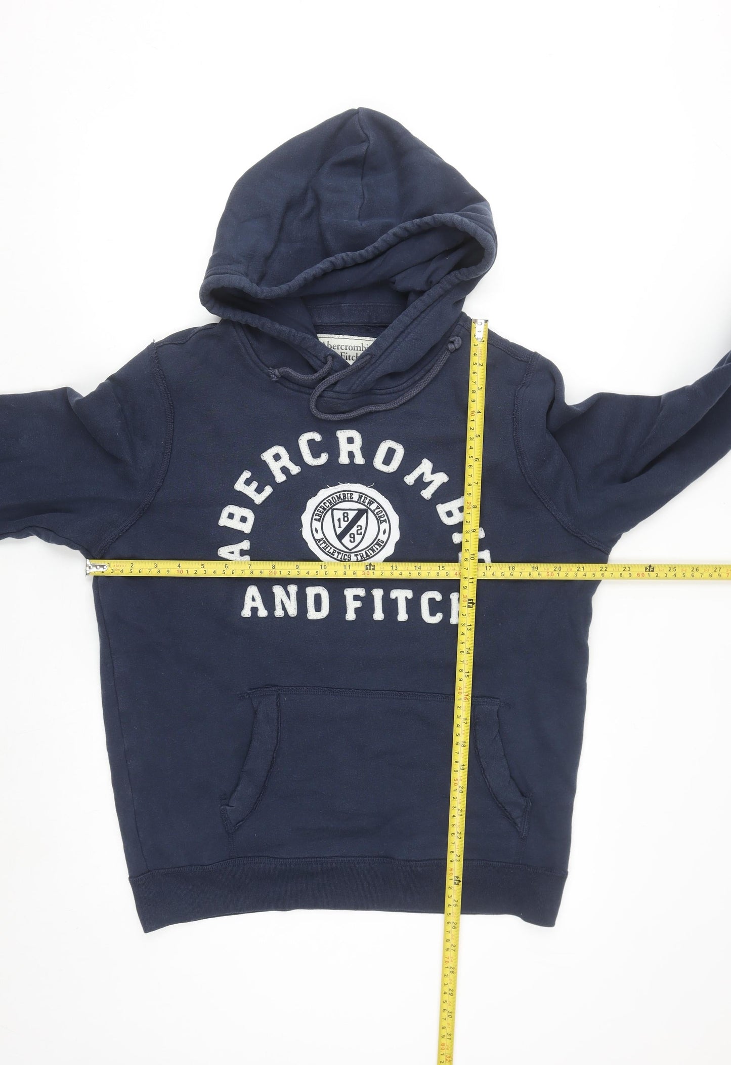 Abercrombie & Fitch Men's Blue Pullover Hoodie M Logo Fleece