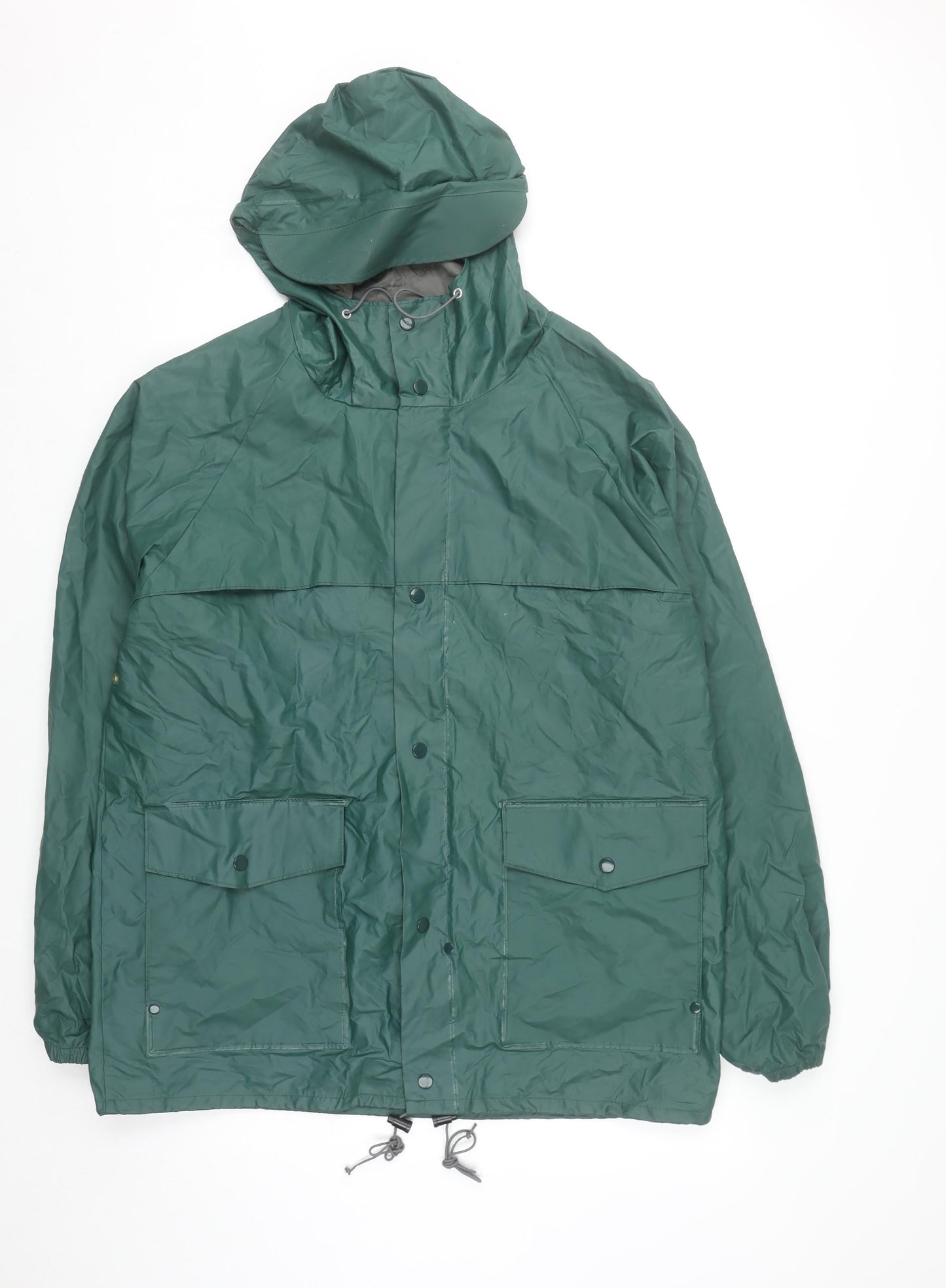 L.L. Bean Men’s Green Hooded Waterproof Rain Coat Jacket Size L Outdoor