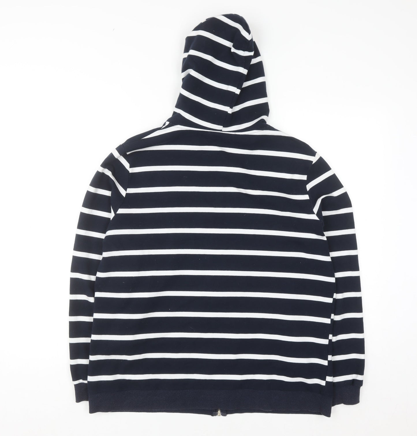 Gertie Women Navy White Striped Full Zip Hoodie 4XL Cotton Blend