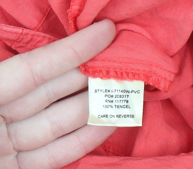 Lovestitch Women Coral Red Tencel Dungaree Playsuit Size M Adjustable Straps