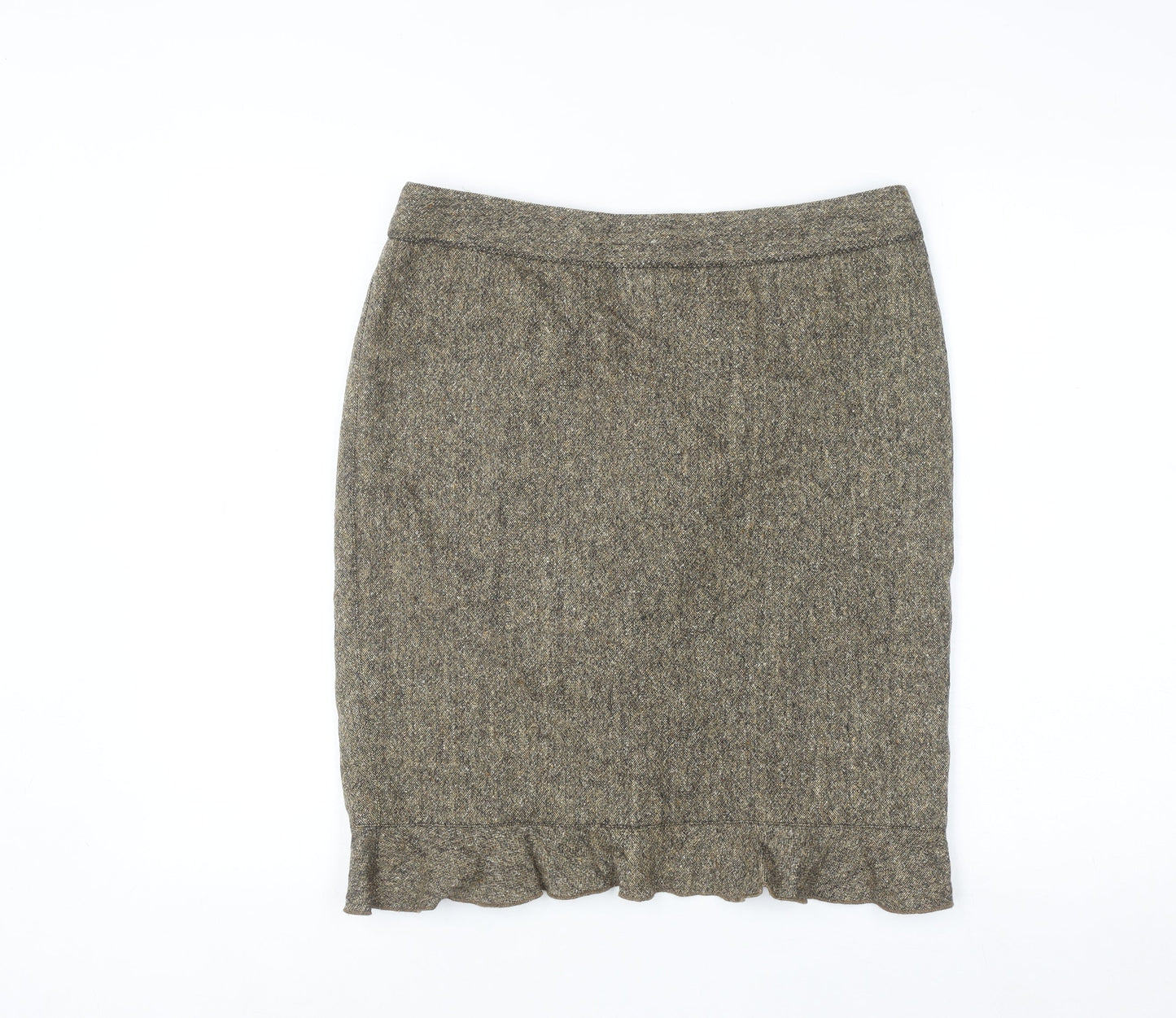 Club Monaco Women Brown Wool Tweed Knee Length Pencil Skirt Size 8