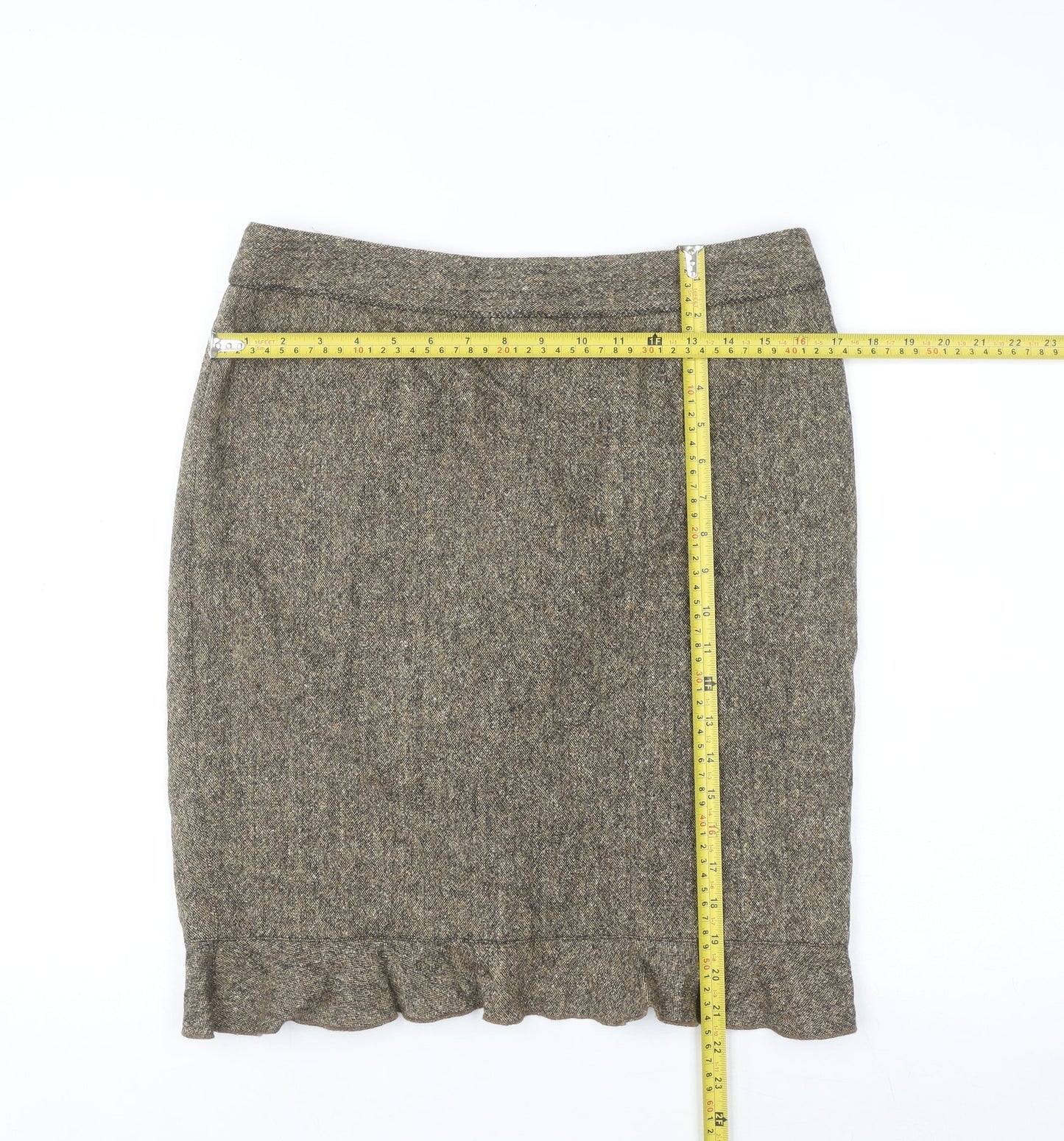 Club Monaco Women Brown Wool Tweed Knee Length Pencil Skirt Size 8