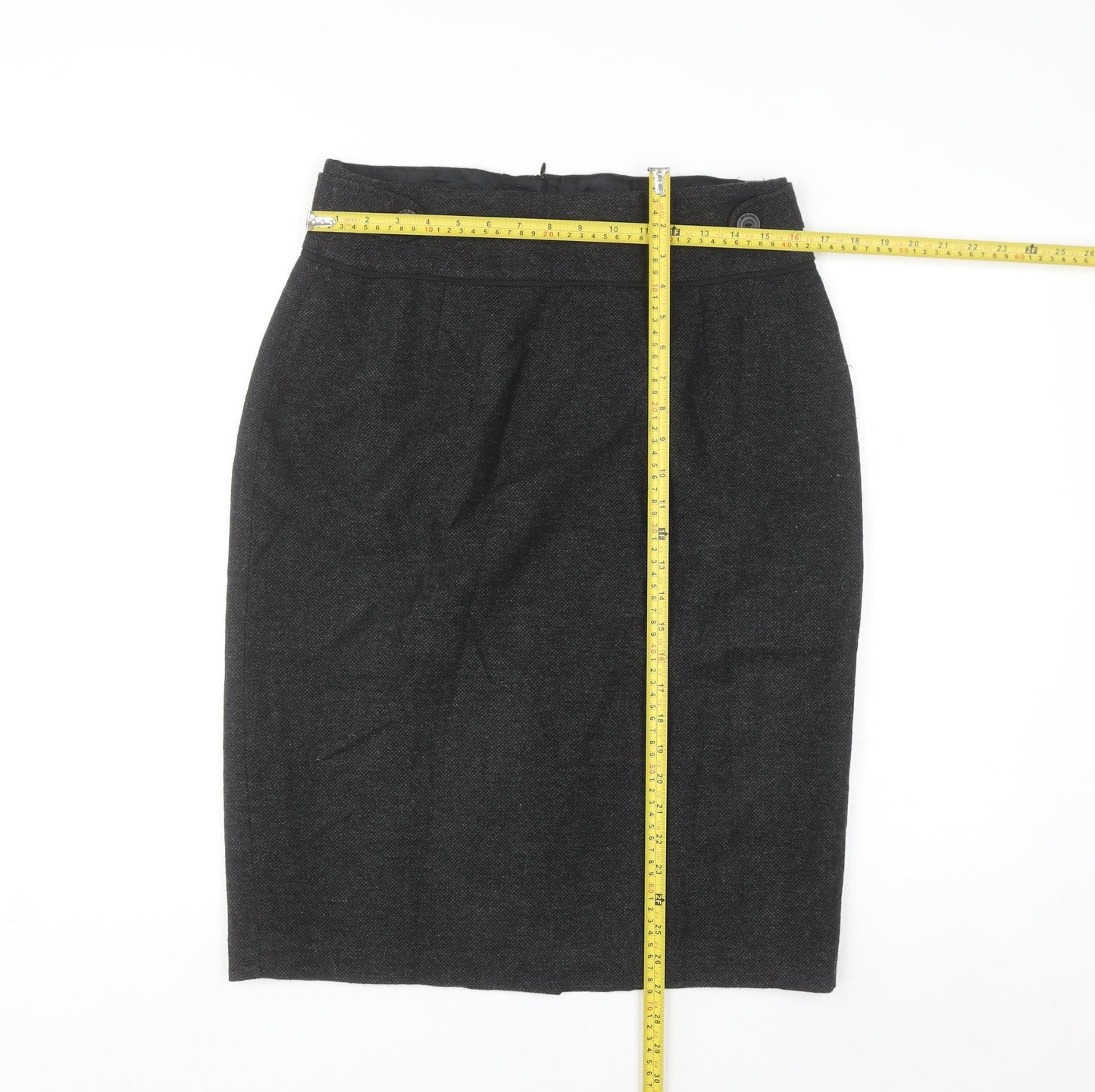 Mexx Women's Black Wool Blend Pencil Skirt Size 18 Knee Length Workwear