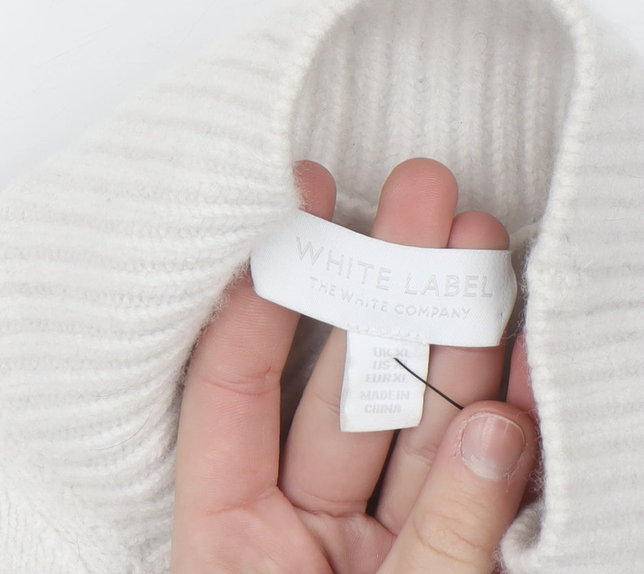 The White Company Women’s White Striped Roll Neck Wool Jumper XL