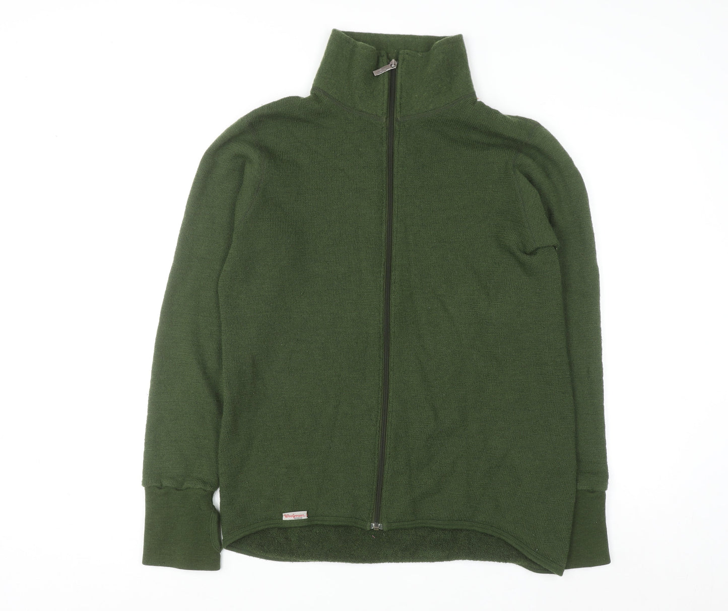 Woolpower Men’s Green Full Zip High Neck Merino Wool Jumper L
