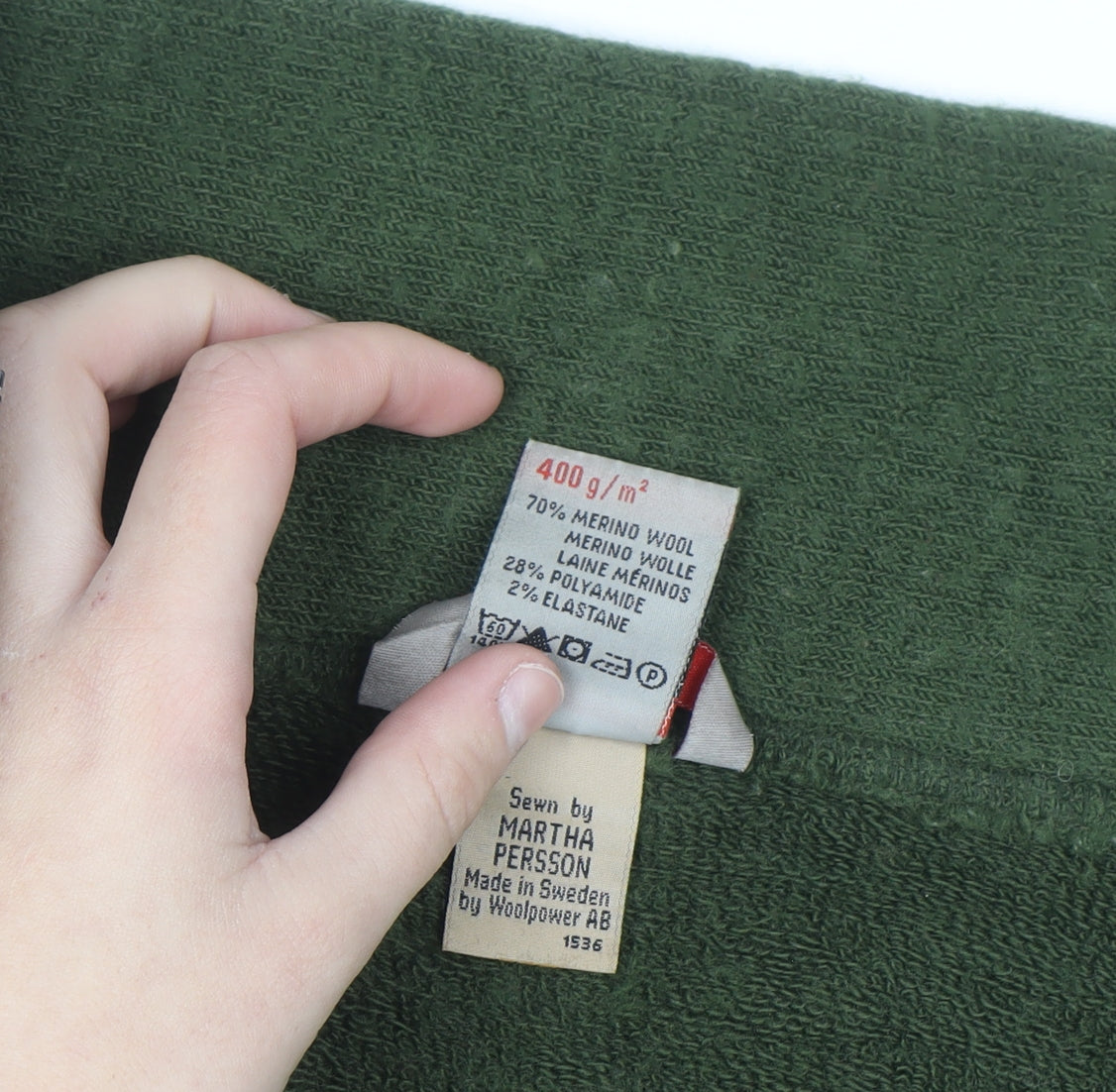 Woolpower Men’s Green Full Zip High Neck Merino Wool Jumper L