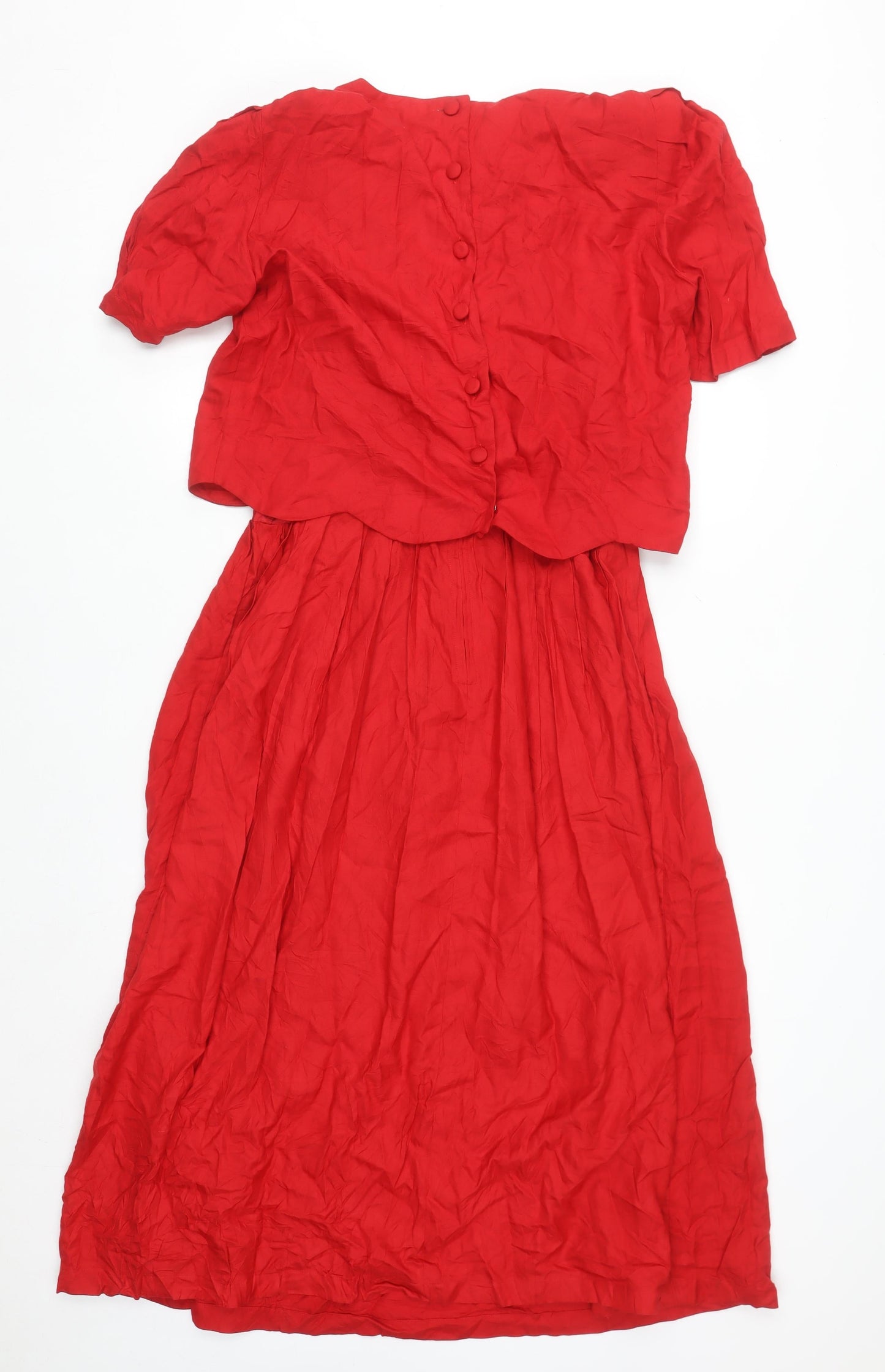Karin Stevens Women Red Size 8 Fit & Flare Midi Dress Vintage Embroidered