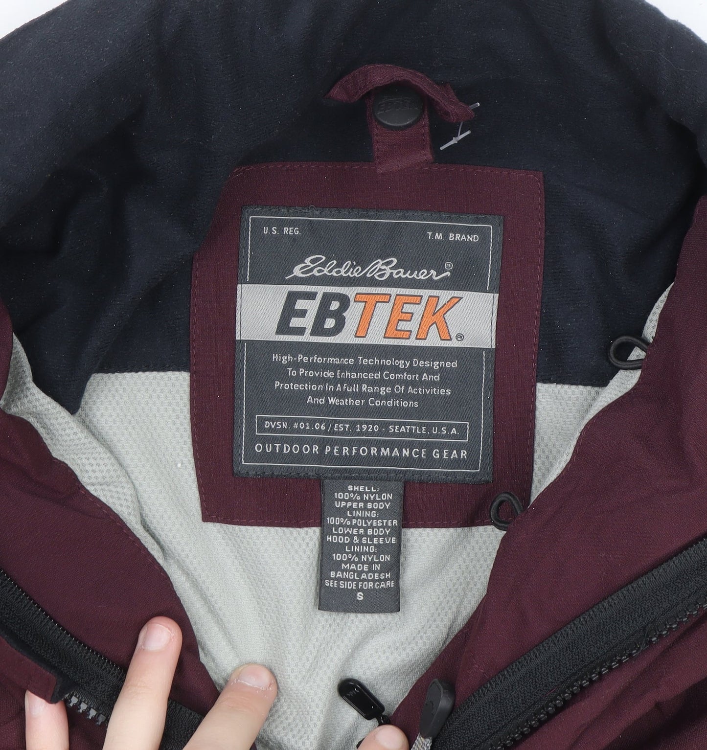 Eddie Bauer EBTEK Women’s Burgundy Ski Jacket S Waterproof Hooded