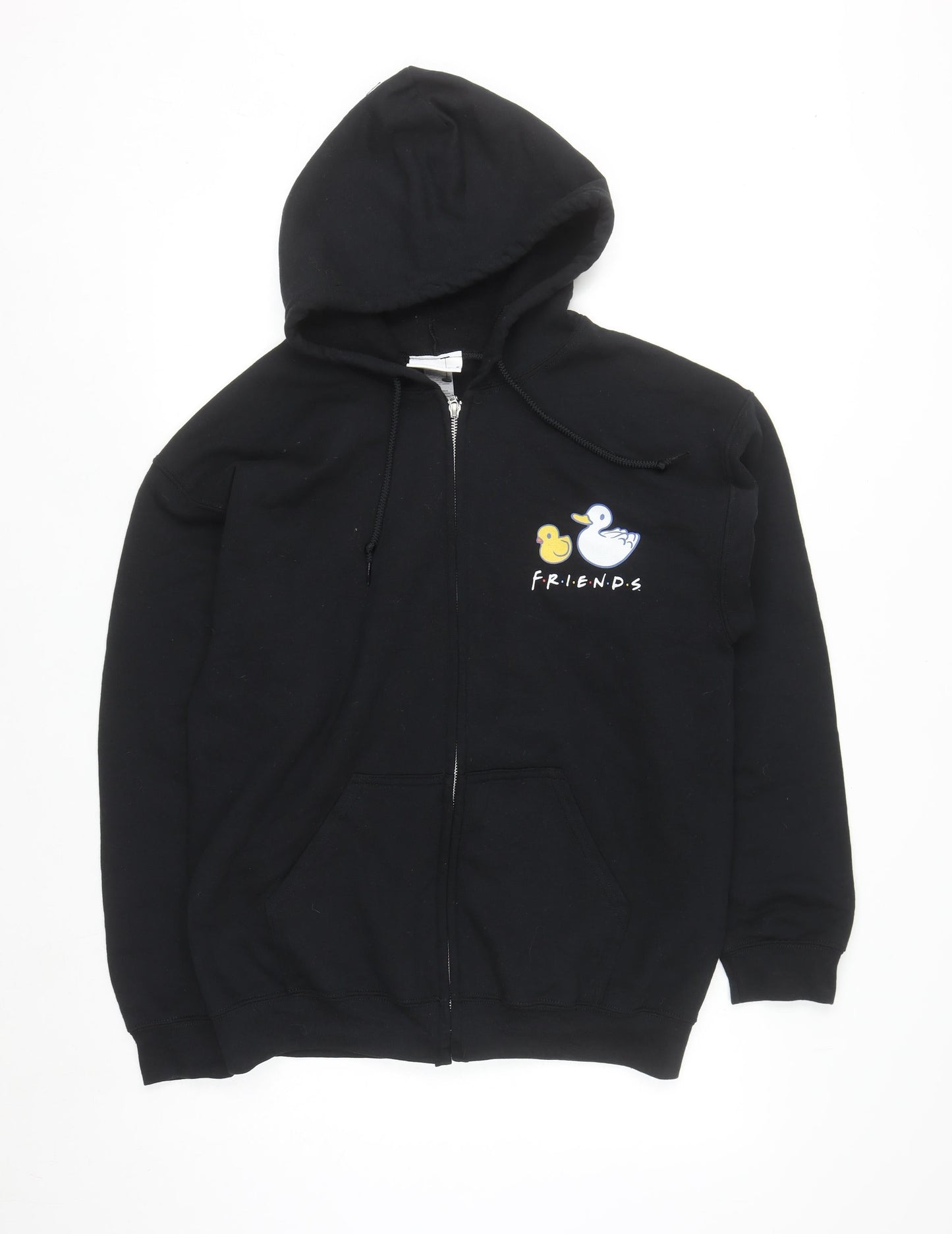Friends Men's Black Full Zip Hoodie Size M Graphic Logo Sweatshirt