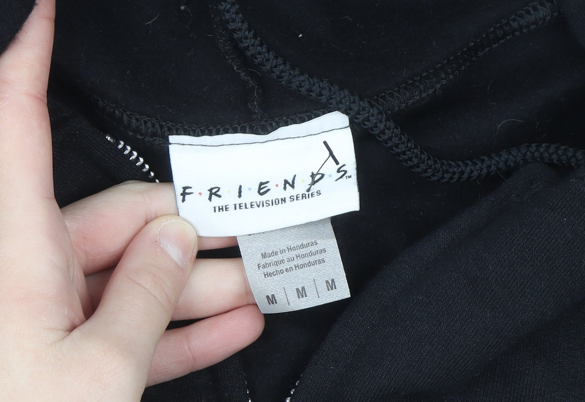 Friends Men's Black Full Zip Hoodie Size M Graphic Logo Sweatshirt