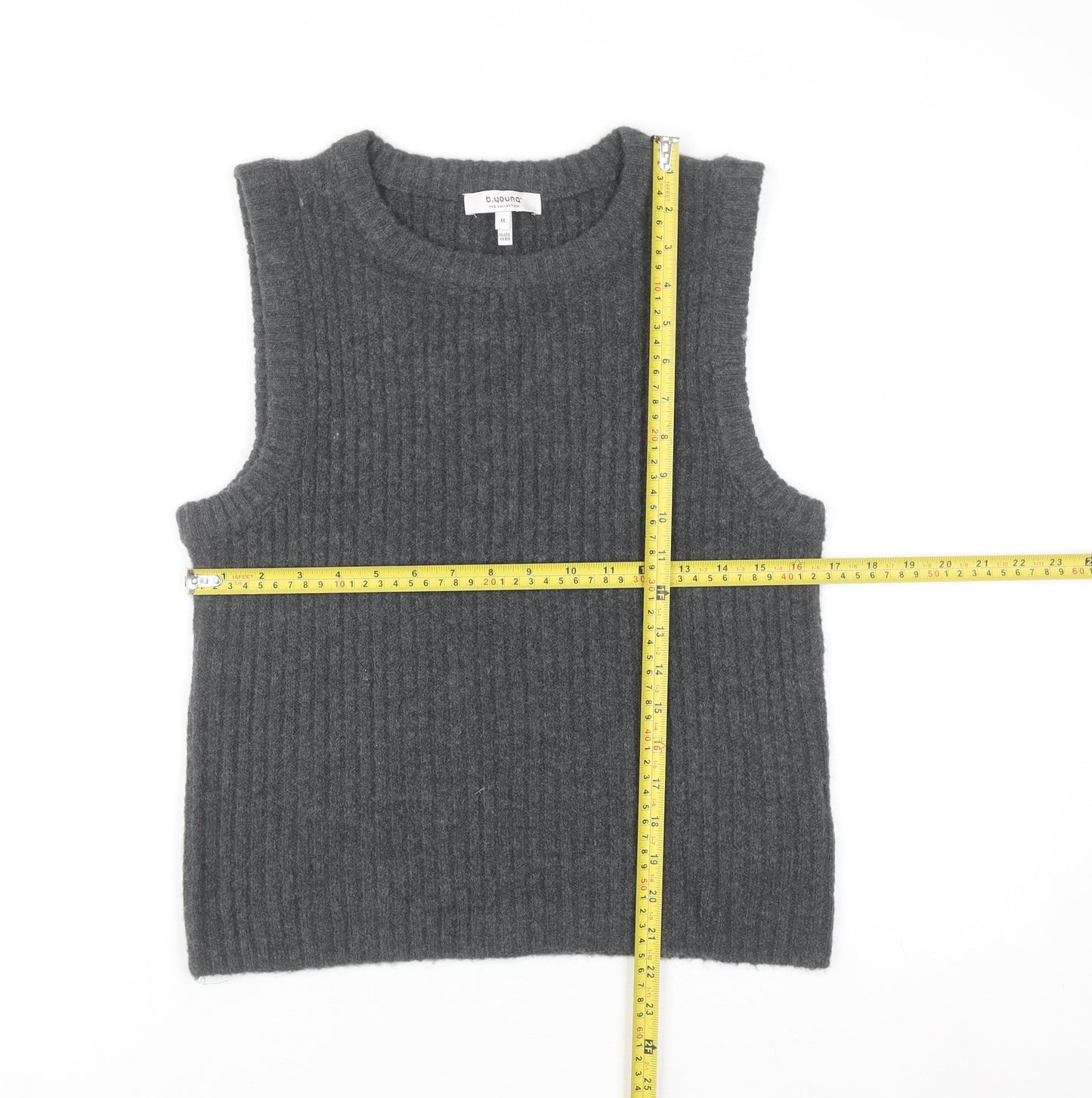 b.young Unisex Grey Knit Wool Blend Sleeveless Vest M