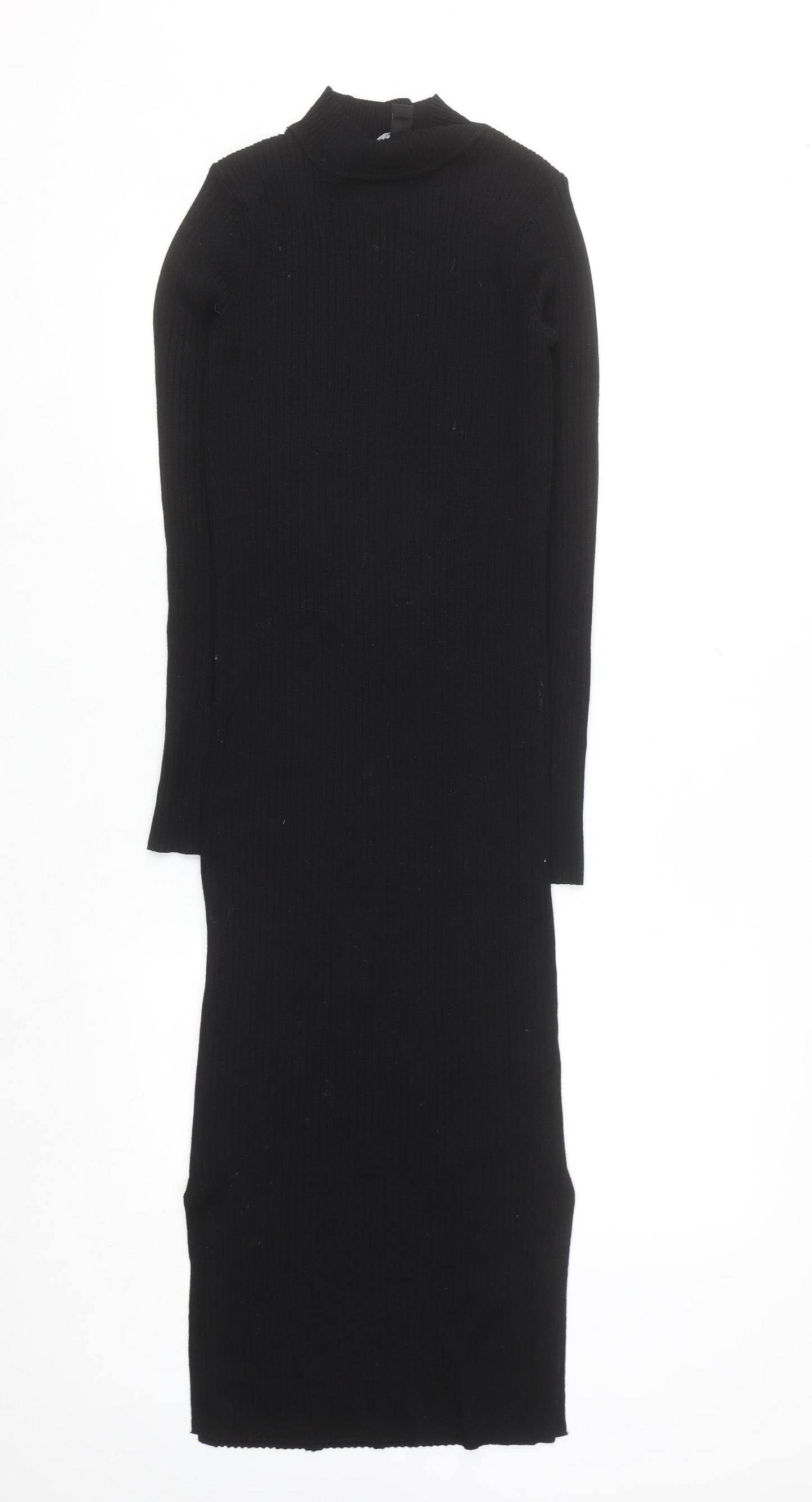 New Look Women Black Size 8 Knit Bodycon Midi Dress