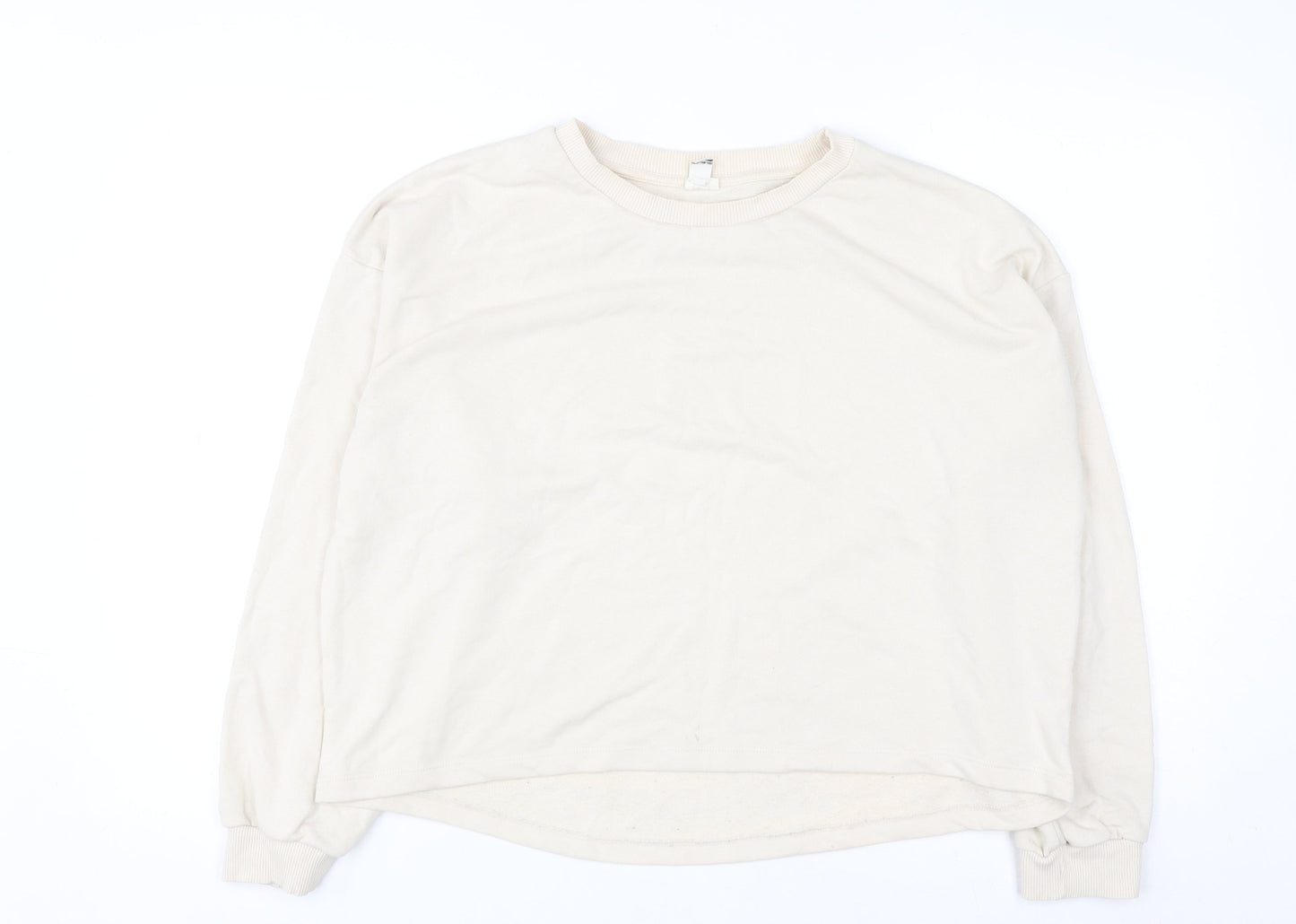 River Island Women Beige Cotton Blend Pullover Sweatshirt M