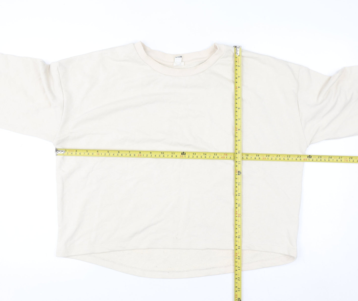 River Island Women Beige Cotton Blend Pullover Sweatshirt M