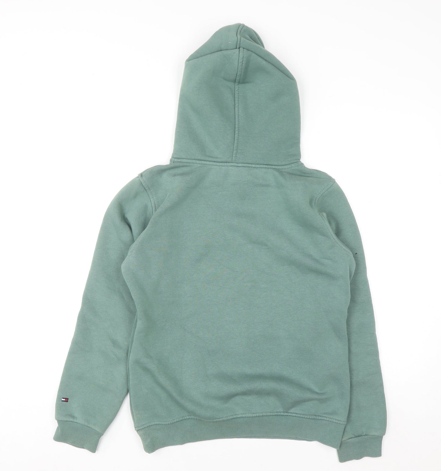 Tommy Hilfiger Men's Green Pullover Hoodie Size M Logo Fleece