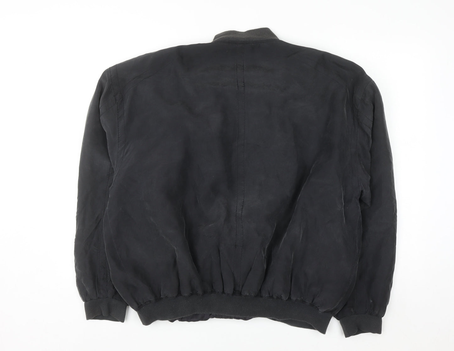 Pure Silk Men's Black Bomber Jacket Size M Full Zip Casual