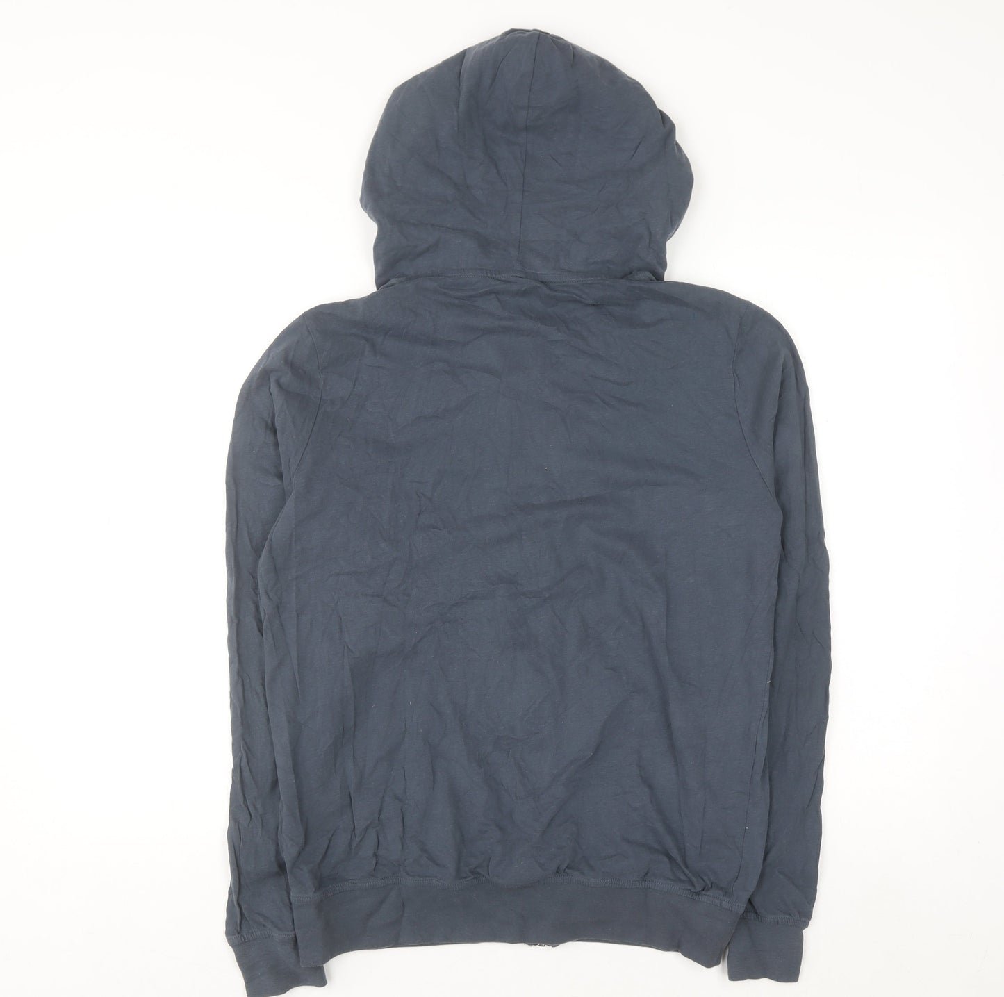 AllSaints Men's Blue Full Zip Hoodie Medium Lightweight Cotton